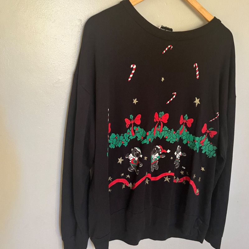 Designer Jodi Michaels Black Holiday Sweatshirt Size XL / US 12-14 / IT 48-50 - 2 Thumbnail