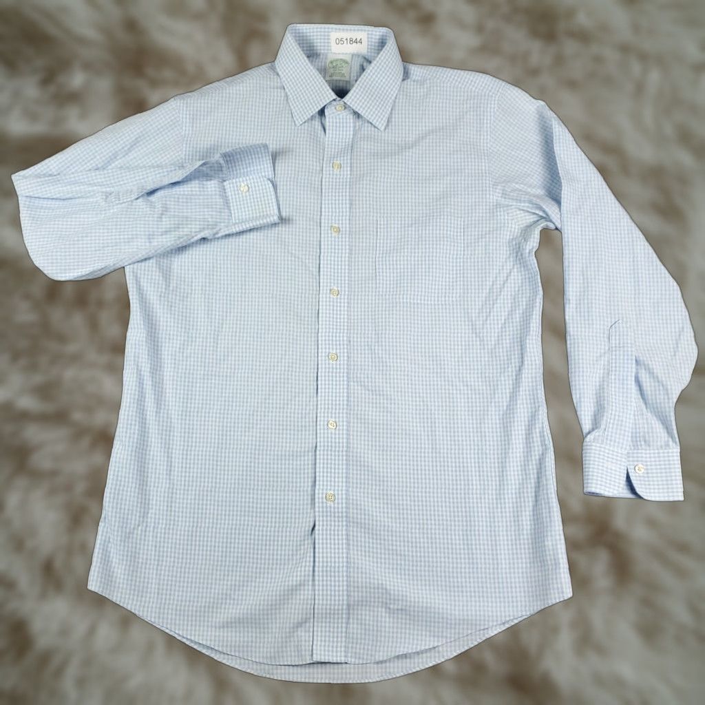 Brooks Brothers Brooks Brothers Shirt Mens Size 16 Blue Check Dress Button Up Long Sleeve Size 42R - 1 Thumbnail