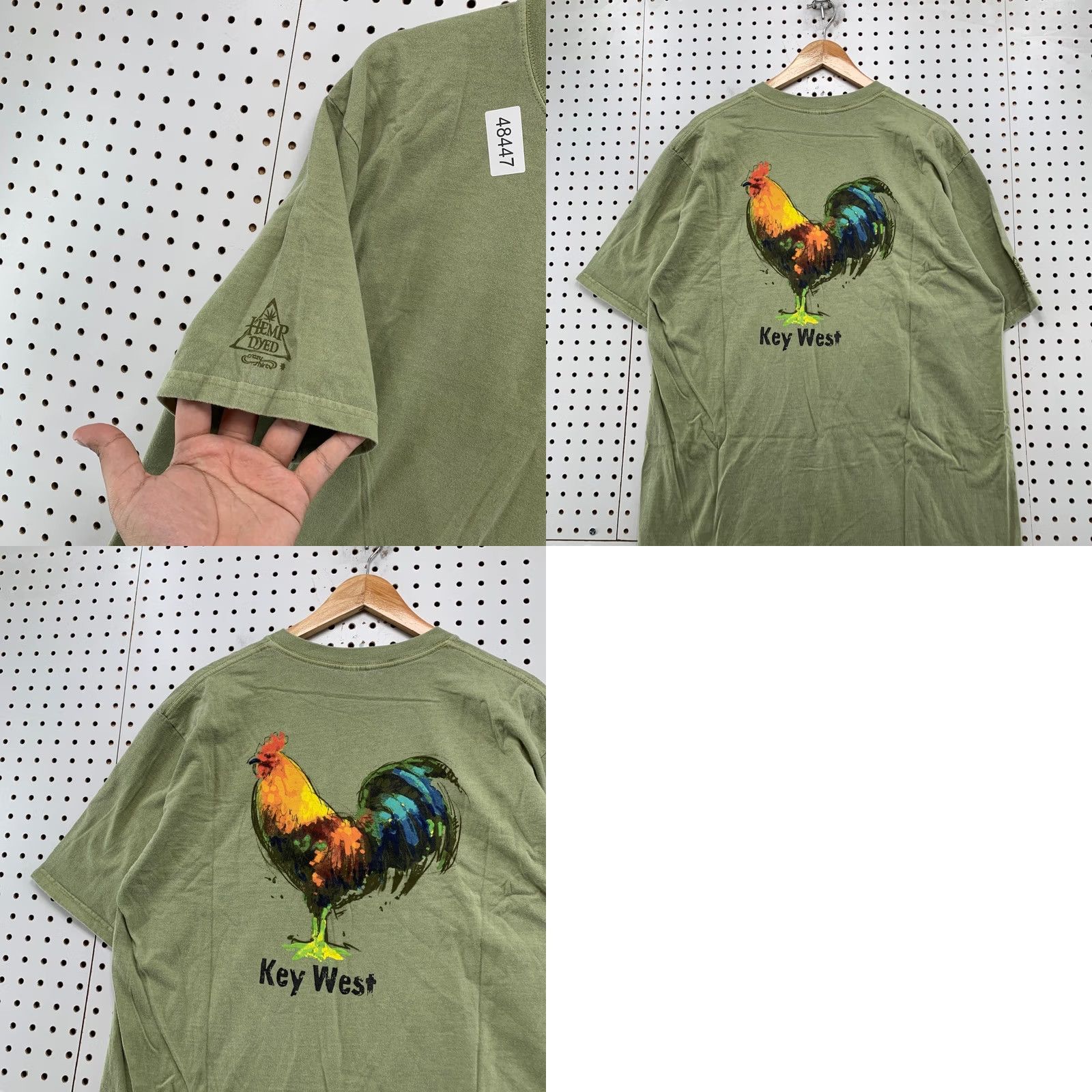 Vintage VINTAGE Crazy Shirts T-Shirt Mens Large Green Key West Rooster Hemp Dyed Size US L / EU 52-54 / 3 - 9 Thumbnail