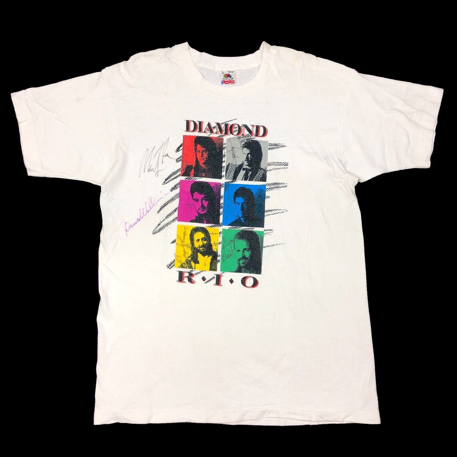 Vintage Vintage 1992 Diamond Rio Signed Tour Tee T Shirt White Size US L / EU 52-54 / 3 - 1 Thumbnail