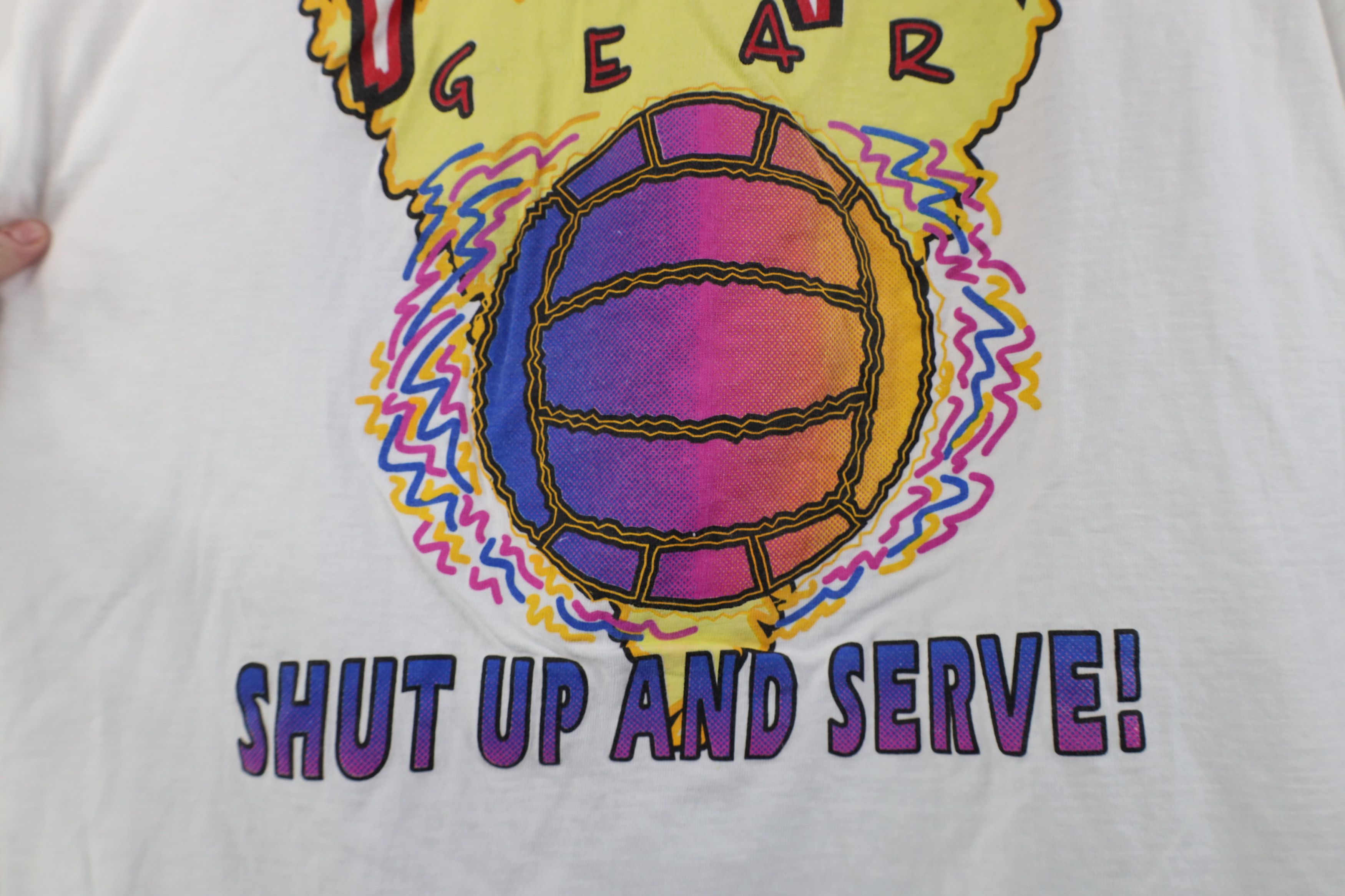 Vintage Vintage 90s Fear Nothing Volleyball T-Shirt White Cotton Size US XL / EU 56 / 4 - 10 Thumbnail