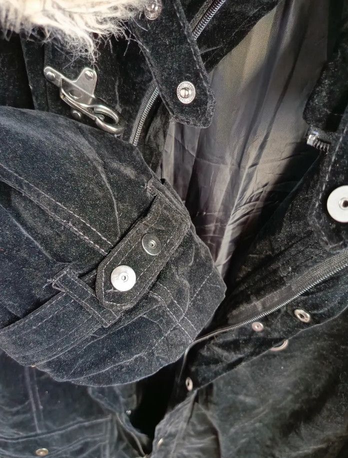 14th Addiction Black Fur Coat Velour Jacket Size US L / EU 52-54 / 3 - 6 Thumbnail