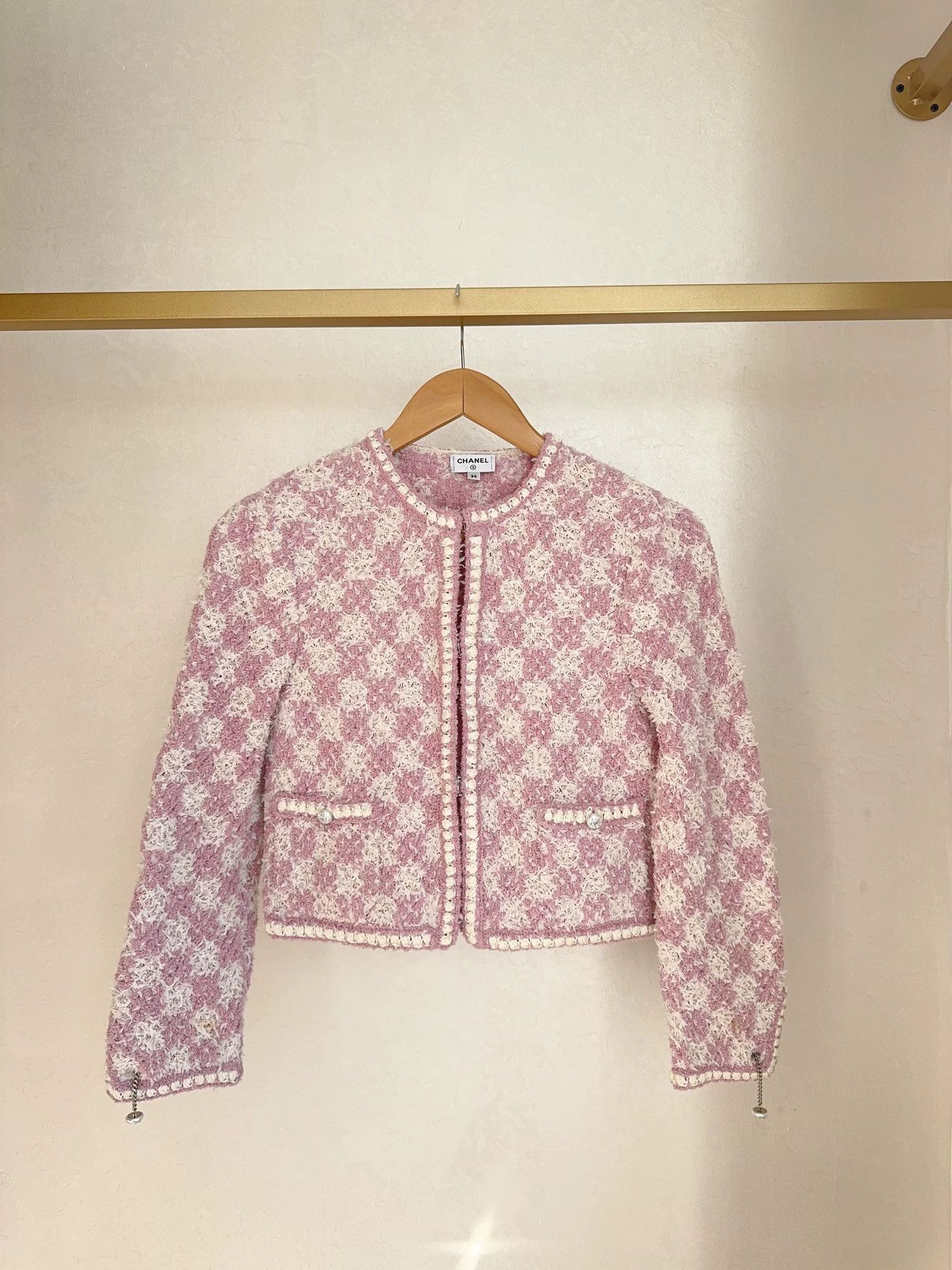 Chanel Chanel 23S Pink Woven Cardigan Women's 34 Size XS / US 0-2 / IT 36-38 - 1 Thumbnail