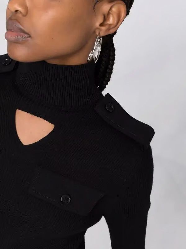 Bottega Veneta o1y0725 Turtleneck Mini Dress in Black Size M / US 6-8 / IT 42-44 - 2 Thumbnail