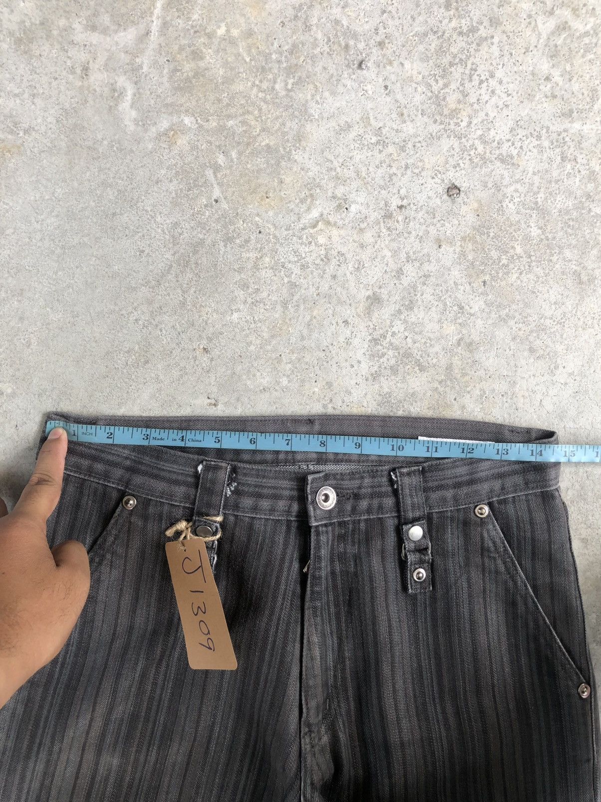 semanticdesign Japanese Semantic Design Flared Distressed Hickory Stripe Size US 29 - 21 Thumbnail