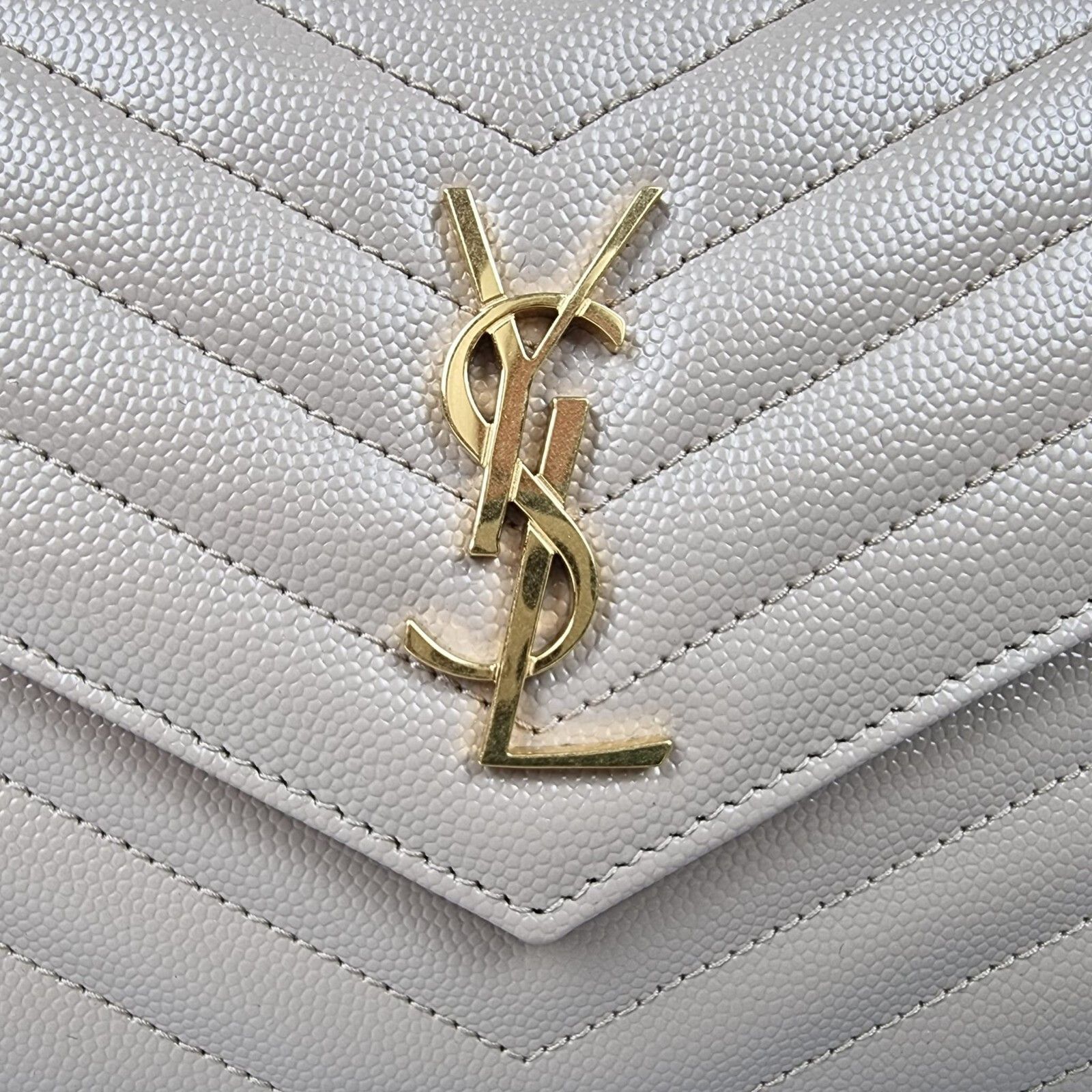 Saint Laurent Paris SAINT LAURENT Cassandre Envelope Dark Beige Grained Leather Size ONE SIZE - 9 Thumbnail