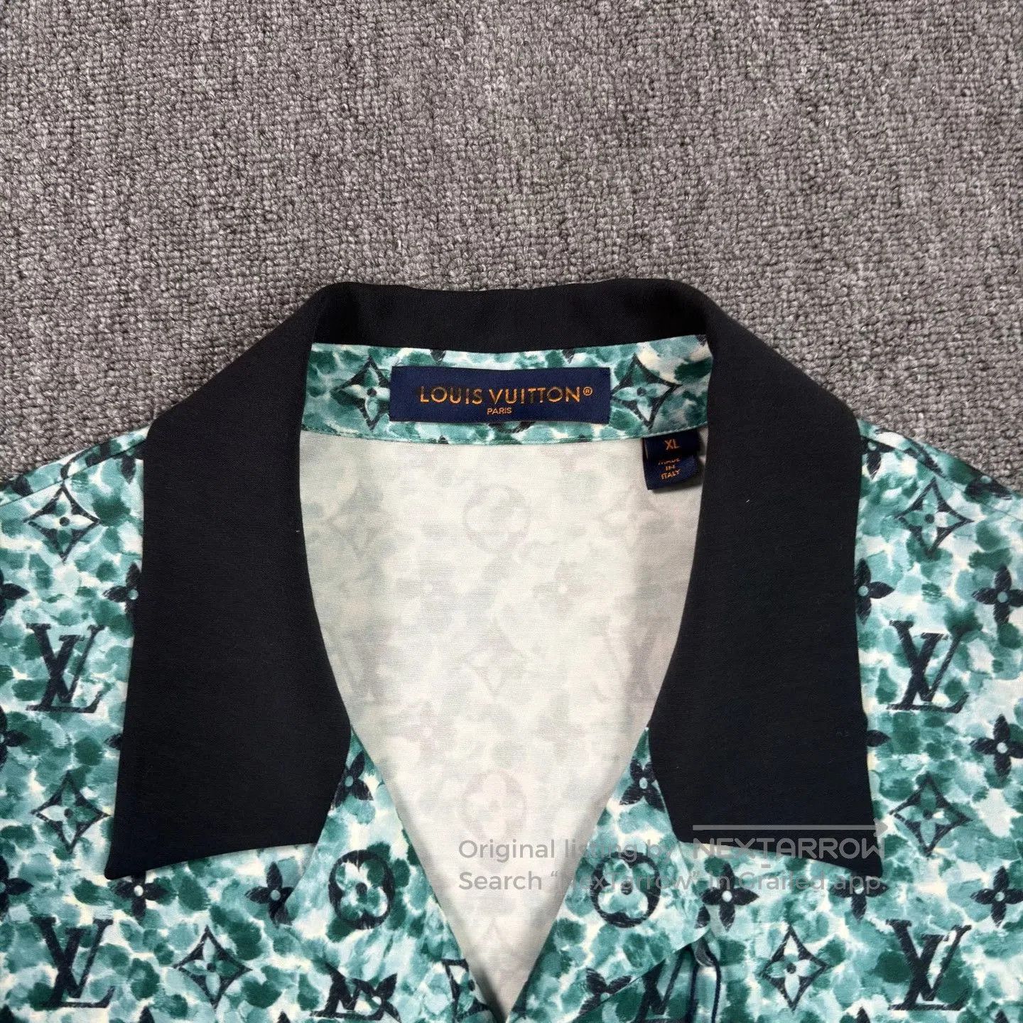 Louis Vuitton LV Green Tapestry Print Short-Sleeve Shirt. Size US XL / EU 56 / 4 - 3 Thumbnail