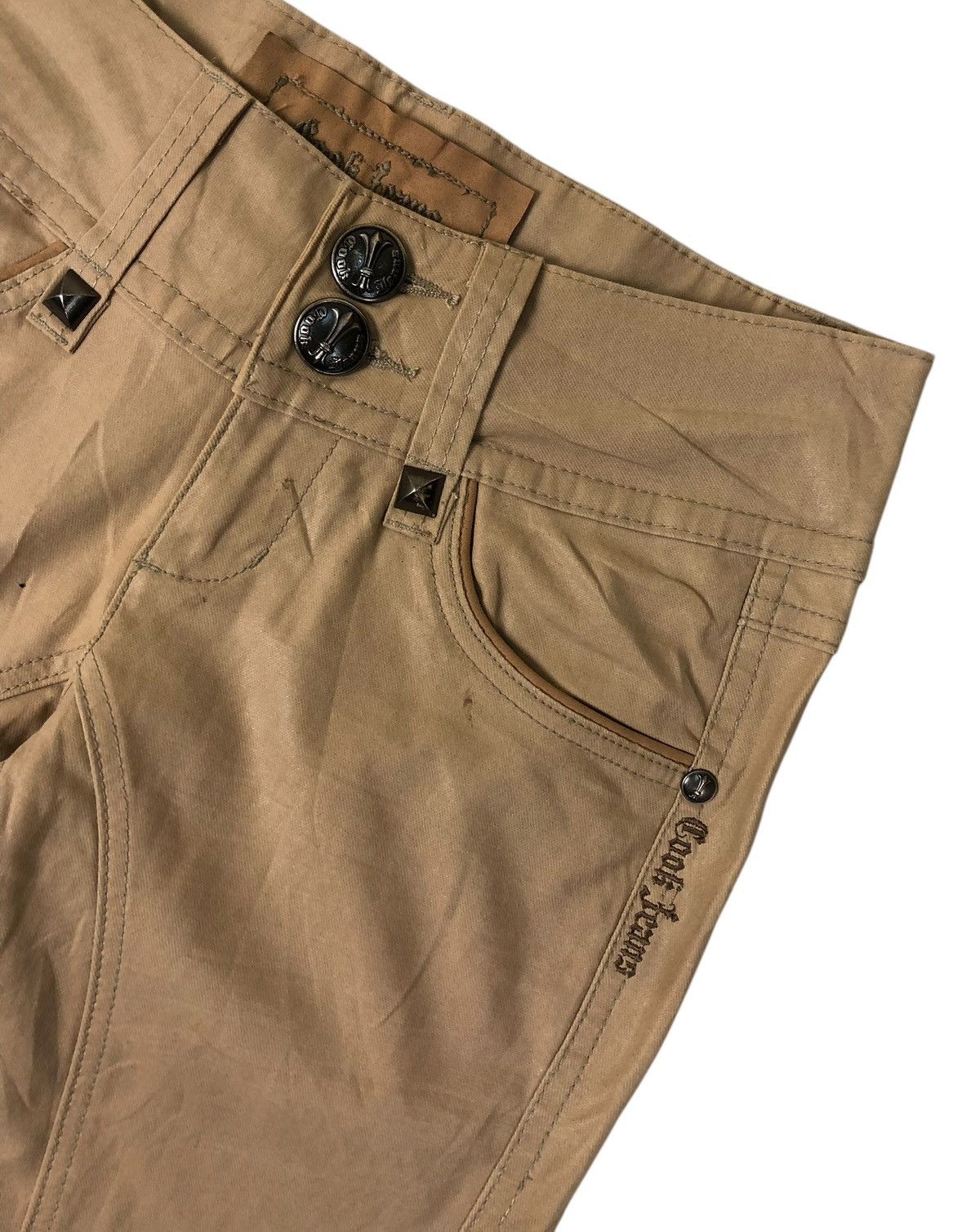 Japanese Brand Super Flare Cook Jeans Low Rise Waxed Cotton Casual Pants Size US 30 / EU 46 - 7 Thumbnail