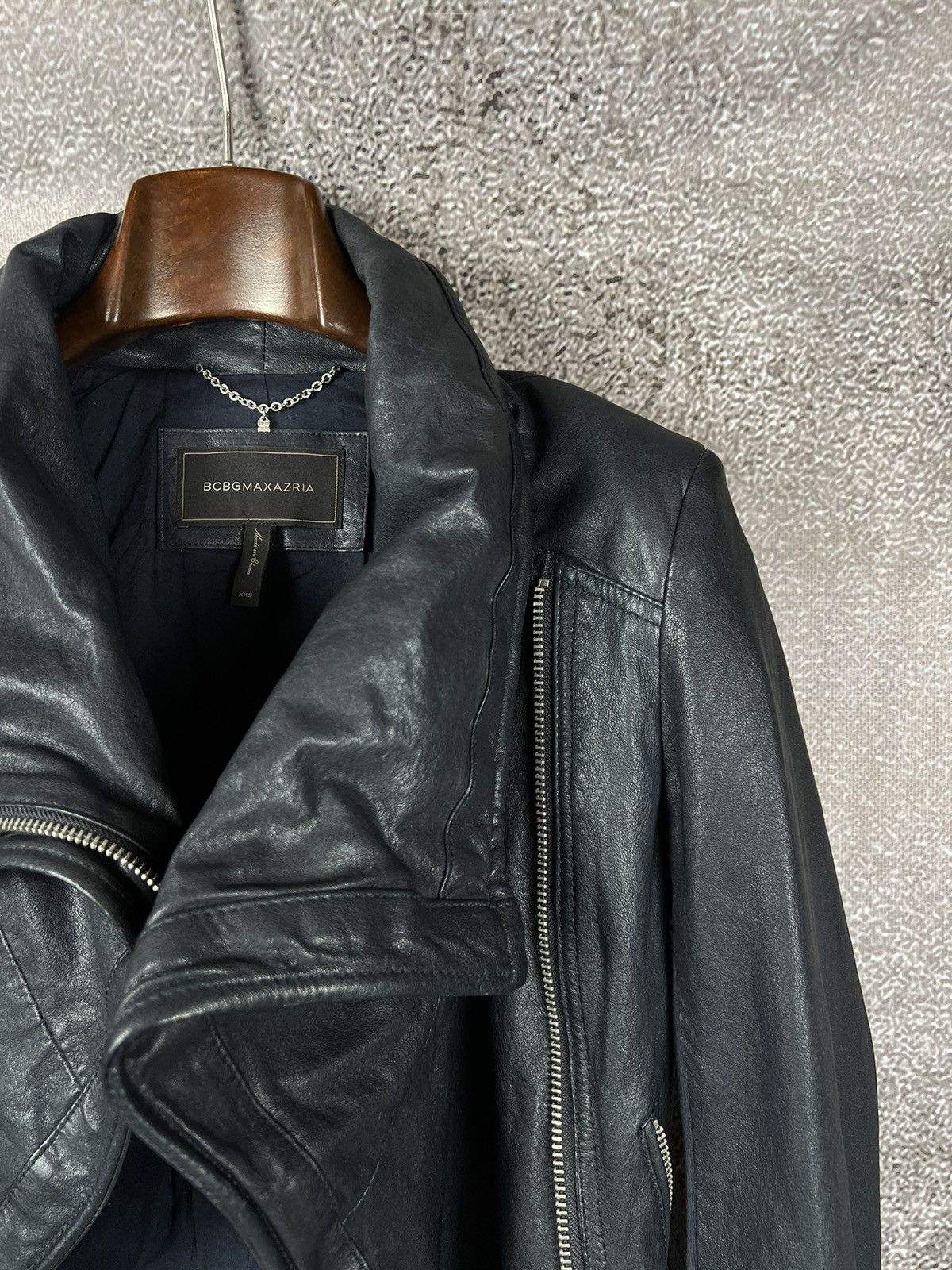 Bcbgmaxazria × If Six Was Nine × Japanese Brand RO Leather biker Asymetric Jacket bcbg zip vintage Size S / US 4 / IT 40 - 5 Thumbnail