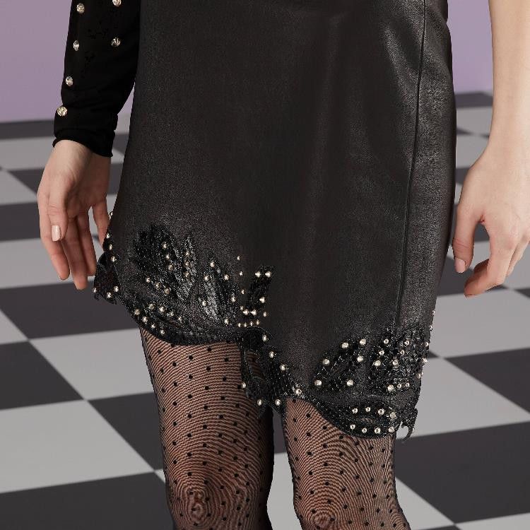 Gucci o1s1wg111025 Leather Mini Skirt With Python Details in Black Size 26" / US 2 / IT 38 - 5 Thumbnail
