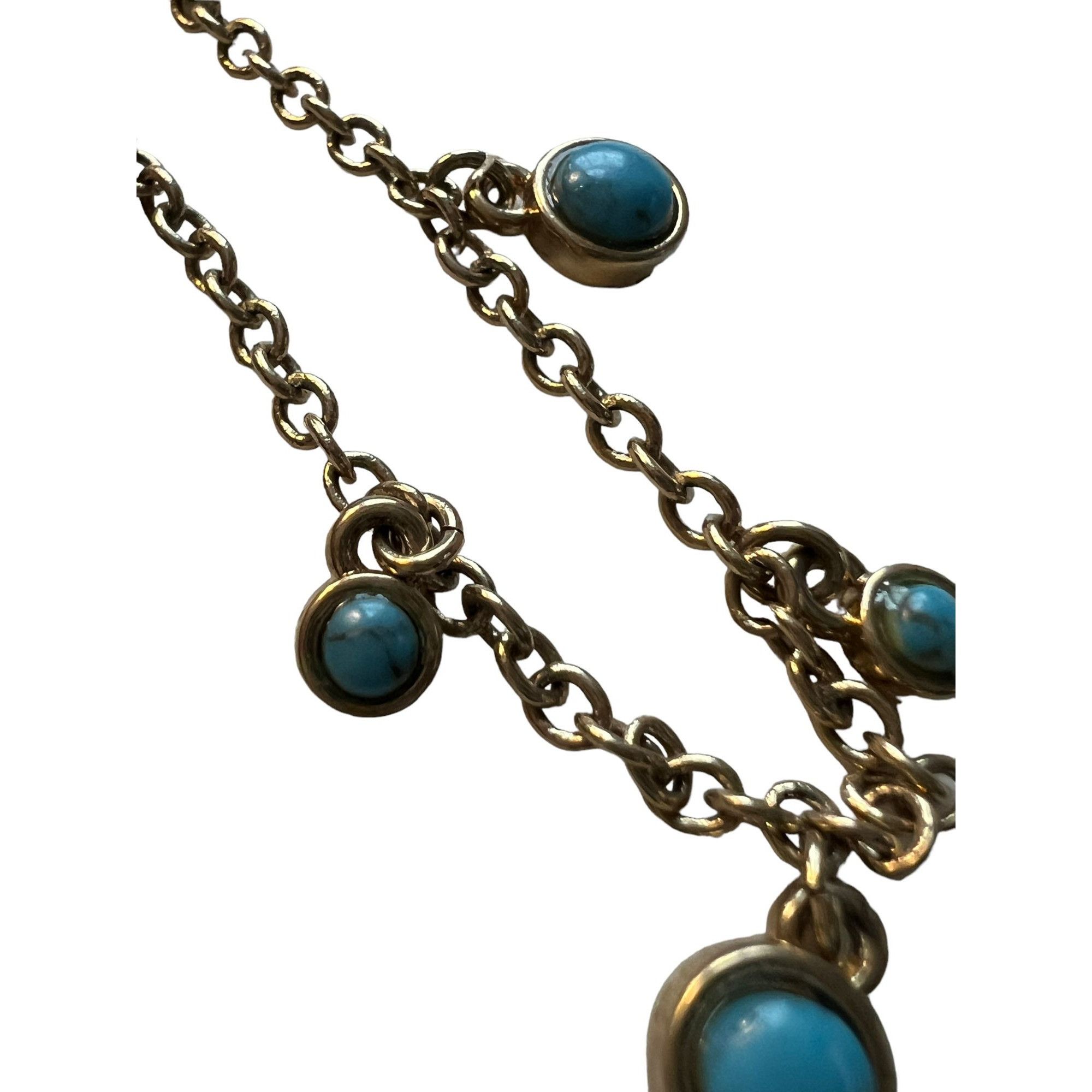 Ann Taylor Vintage Ann Taylor Necklace Gold Tone Faux Turquoise Dangles Size ONE SIZE - 2 Thumbnail