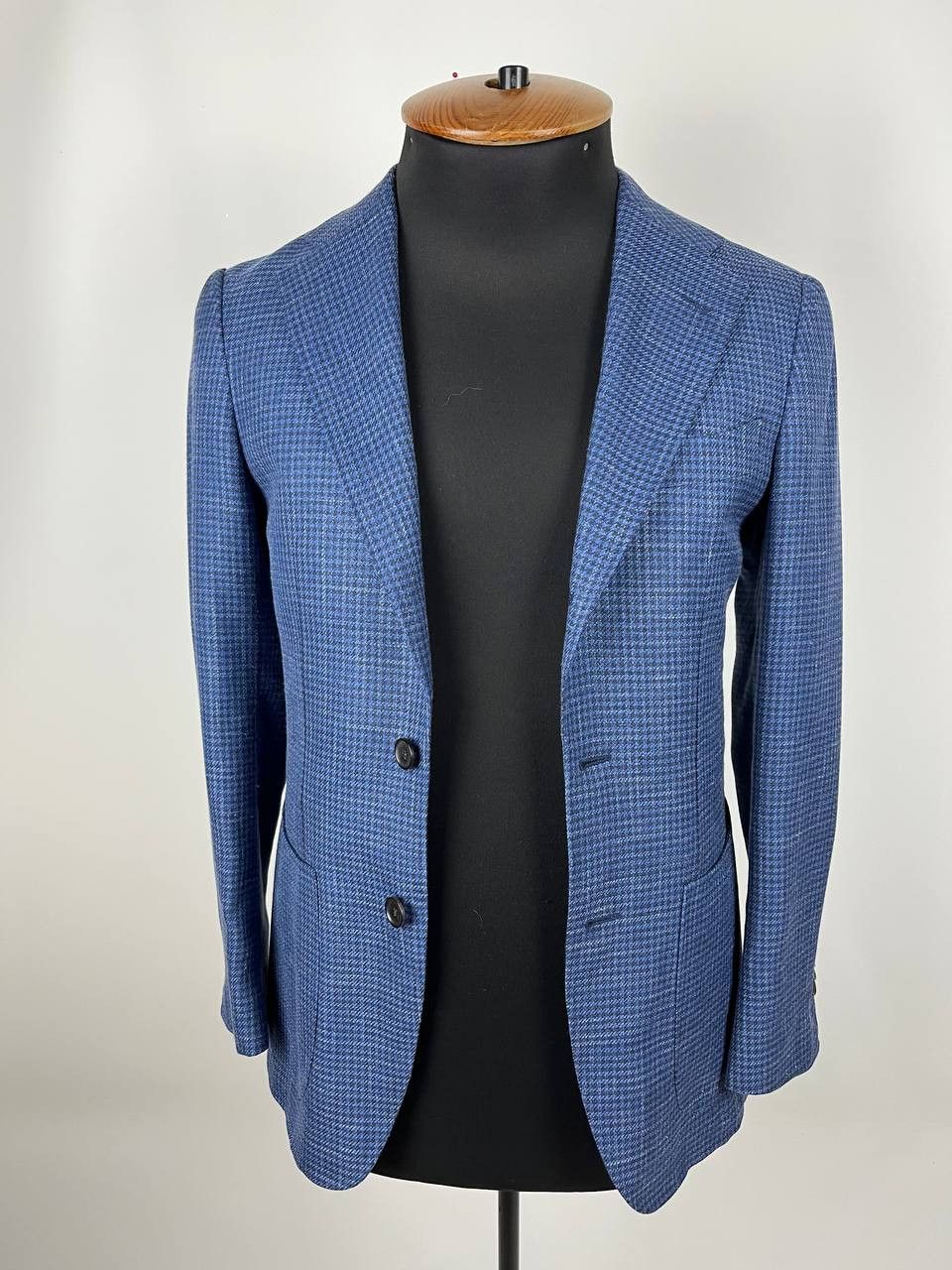 Suitsupply Suitsupply Havana Patch Wool Silk Linen Check Blue Blazer Size 44R - 1 Thumbnail