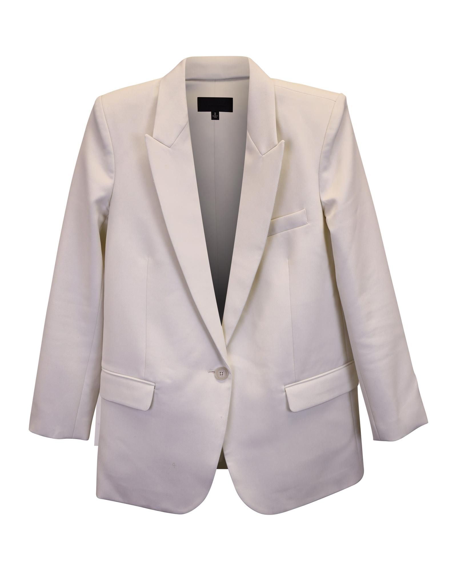 image of Nili Lotan Elegant White Cotton Single-Breasted Blazer, Women's (Size XS)