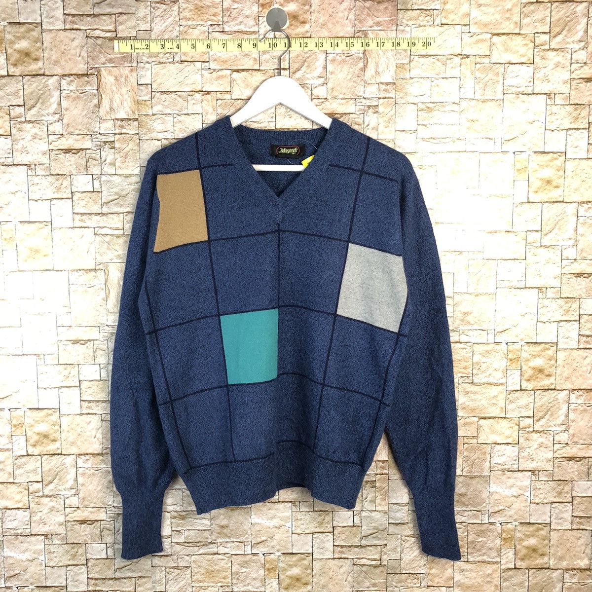 The Masters Masters japan Blue checkered sweatshirt Knitwear #A849 Size US M / EU 48-50 / 2 - 1 Thumbnail