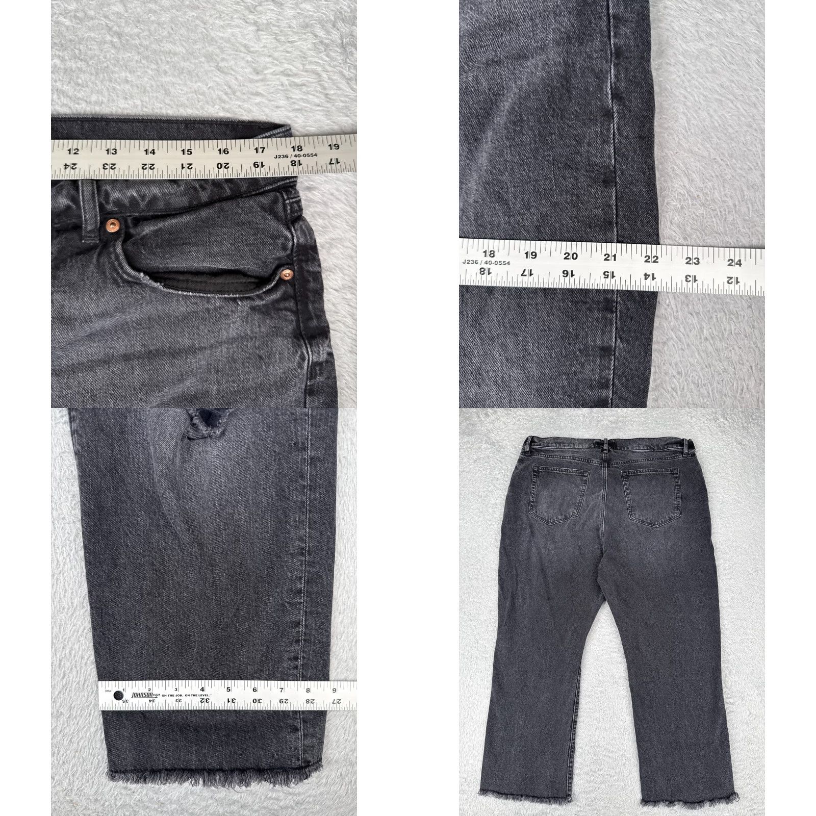 Loft LOFT Jeans Women Black 16 The Straight Crop Distressed High Rise 36x23 5-Pocket Denim Distressed Stretch Casual Modern Western 90s Love Mens? Size 38" / US 16 / IT 52 - 9 Thumbnail