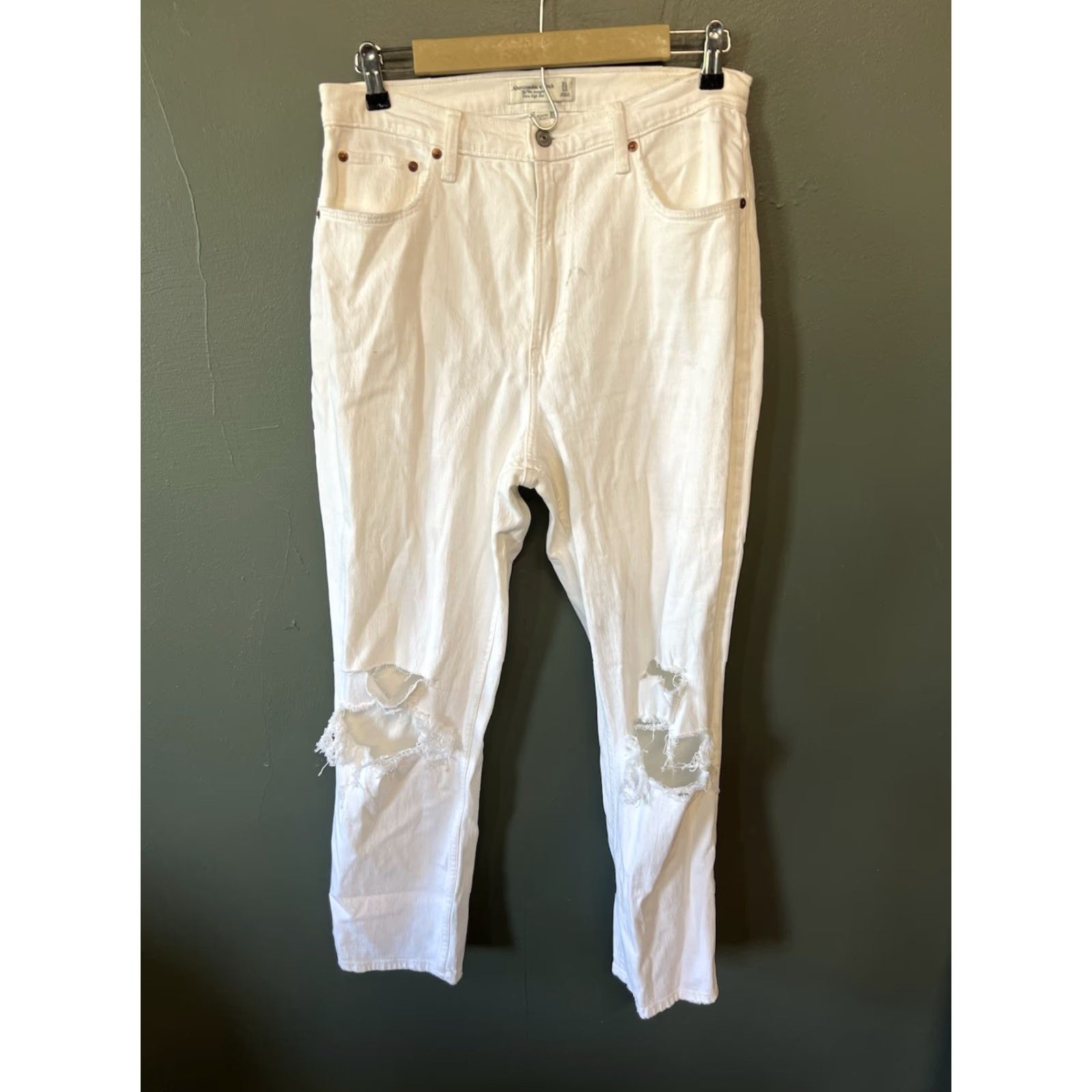 Abercrombie & Fitch Abercrombie & Fitch Women’s Jeans 31 12R The ’90s Straight Ultra High Rise White Cotton Blend Button Zipper Pockets 90s Size 24" / US 00 / IT 34 - 2 Thumbnail