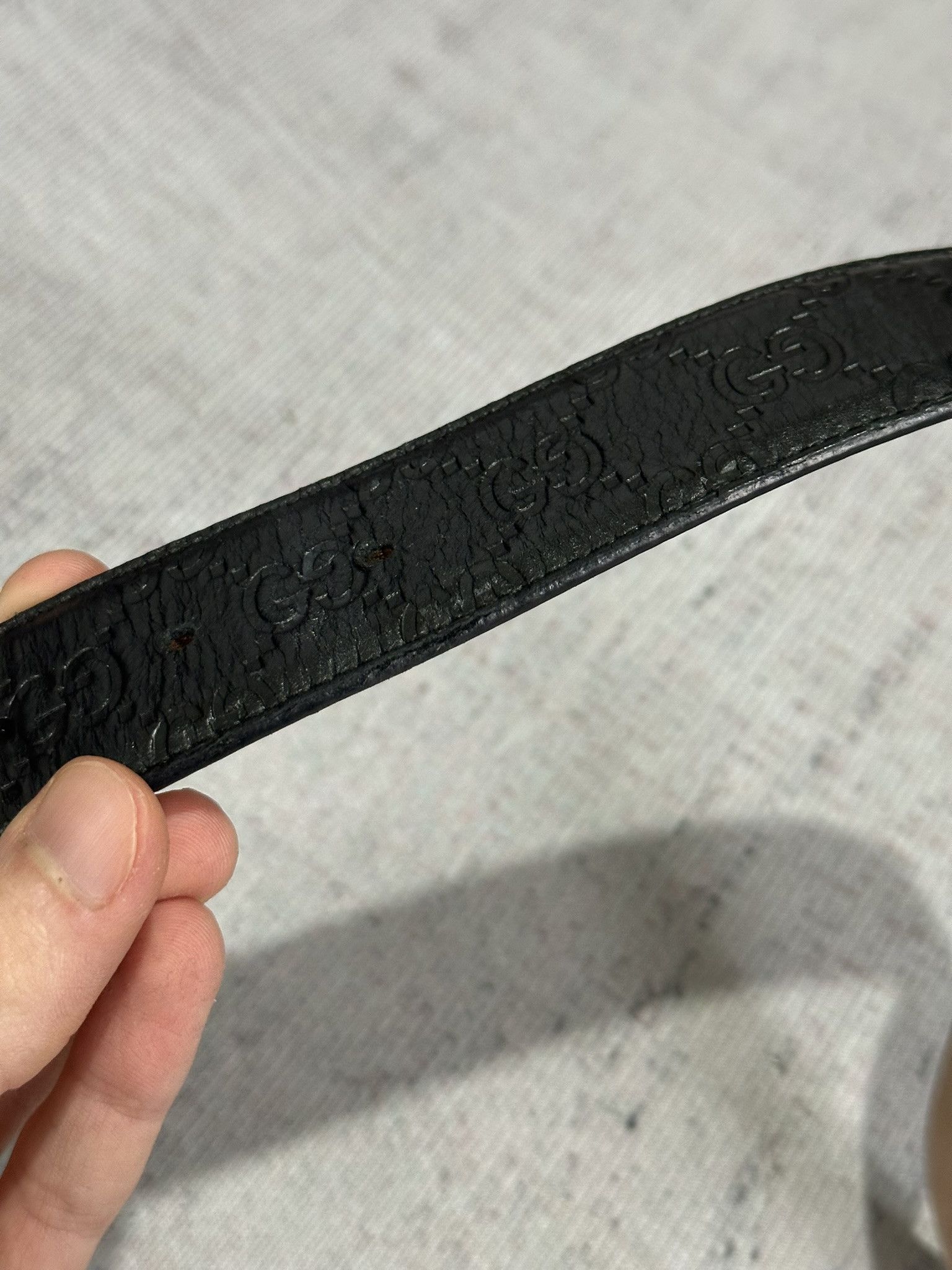 Gucci Gucci Belt Guccissima GG Monogram Black Leather Interlocking Size ONE SIZE - 11 Thumbnail