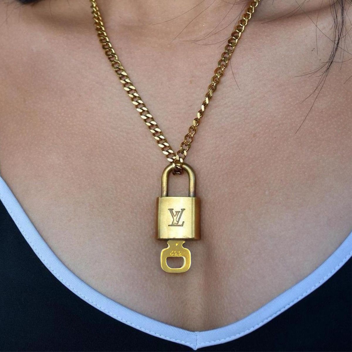 Louis Vuitton Vintage Reworked Louis Vuitton Padlock Necklace Size ONE SIZE - 1 Thumbnail
