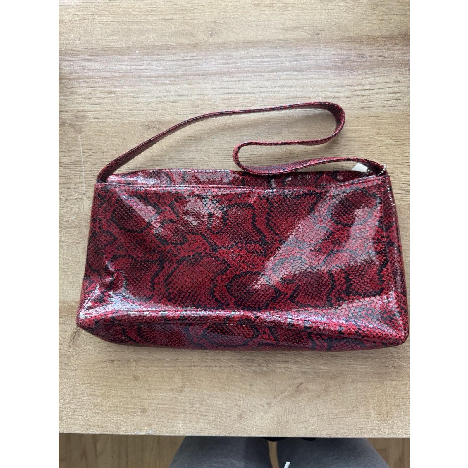 Vintage Vintage 80s 90s Red Python Snake Leather Purse Size ONE SIZE - 2 Thumbnail