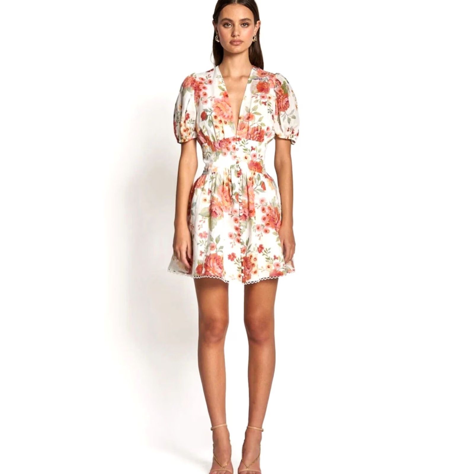 Vintage VINTAGE SOFIA The Label Sienna Short Sleeve Mini Dress Sunset Floral Women's US 4-6 New Size 32" / US 10 / IT 46 - 3 Thumbnail