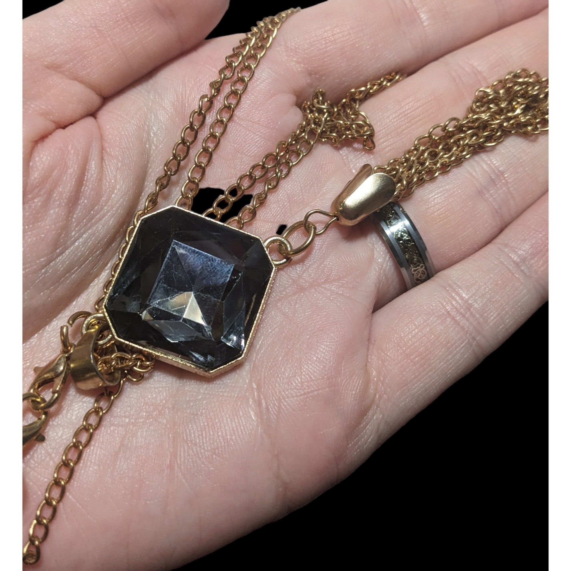 Other Gold Chain Necklace With Crystal Pendant & Tassel Size ONE SIZE - 4 Thumbnail