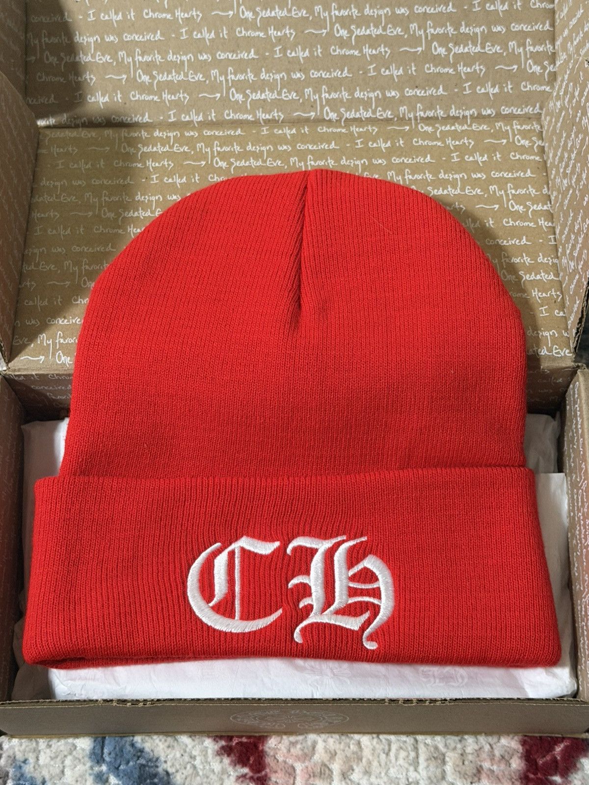 Chrome Hearts Luxury Red Brand New chrome hearts CH Spellout Beanie rare Size ONE SIZE - 1 Thumbnail