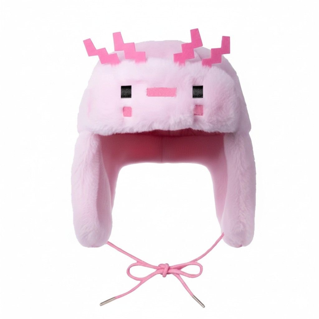 Japanese Brand Game Cartoon Anime Axolotl Ushanka Autumn Winter Warm Hat Size ONE SIZE - 1 Thumbnail