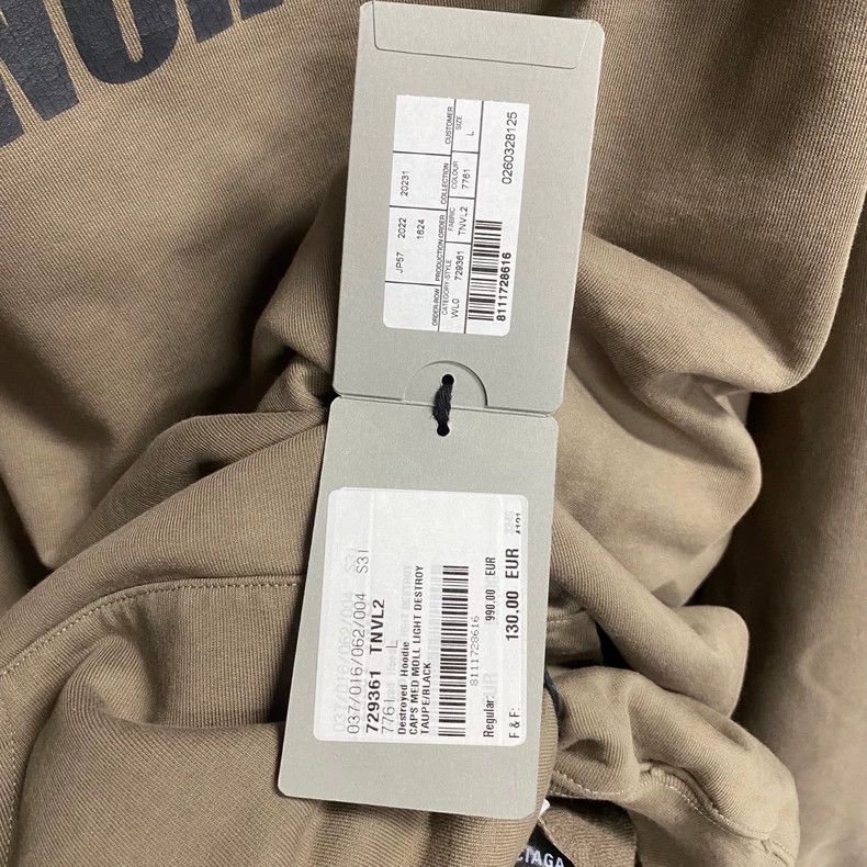 Balenciaga Balenciaga Taupe printed logo hoodie Size US S / EU 44-46 / 1 - 8 Thumbnail