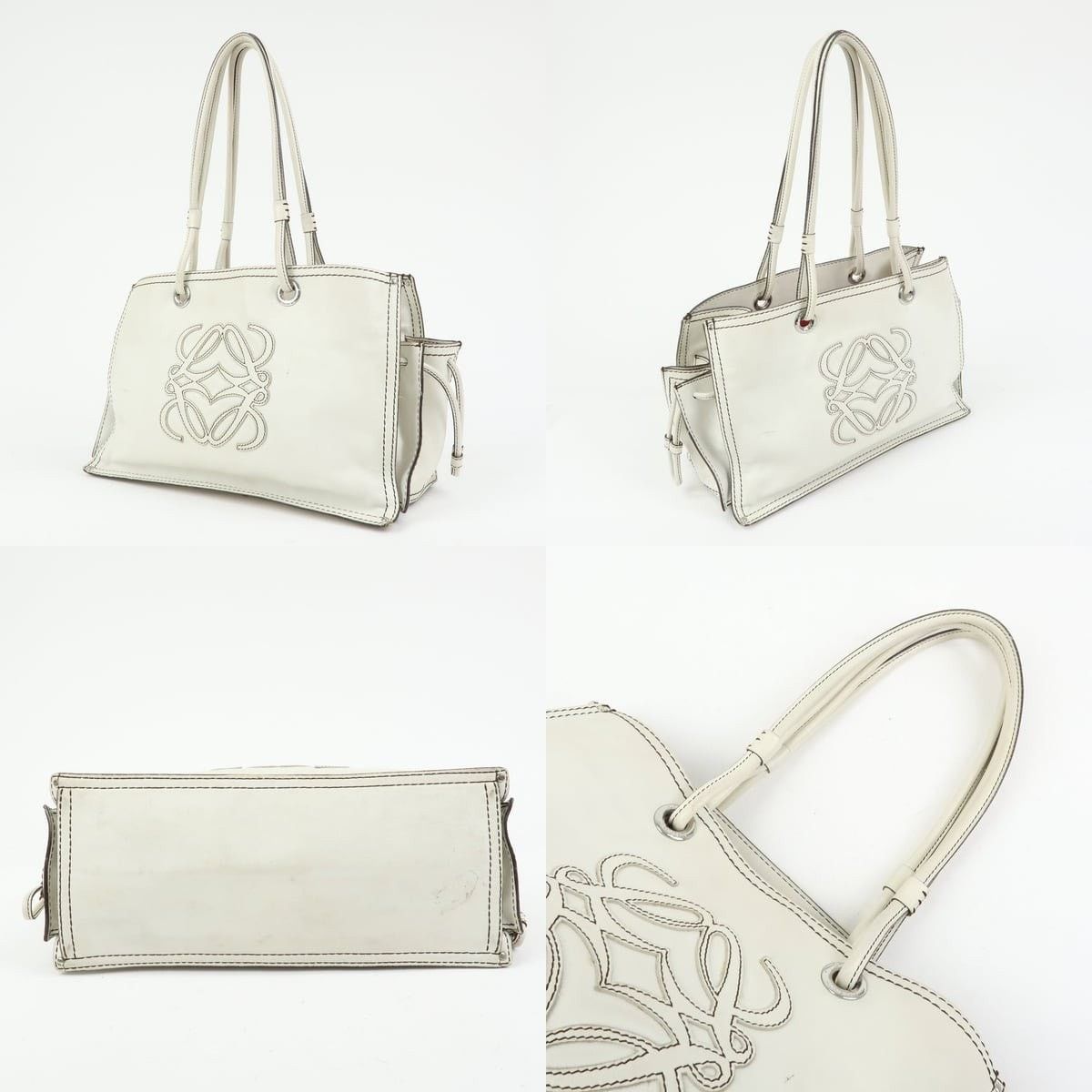 Loewe Loewe Anagram Shopper Calfskin Shoulder Bag White Size ONE SIZE - 3 Thumbnail