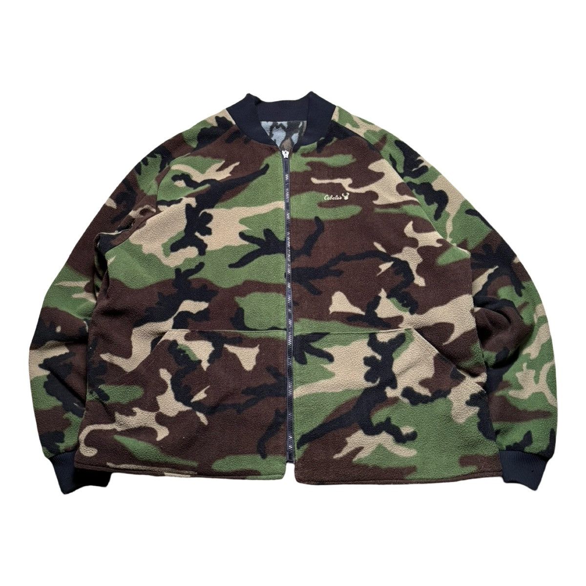 Cabelas VTG 90s Cabelas Camo Fleece Reversible Bomber Jacket XL Size US XL / EU 56 / 4 - 8 Thumbnail