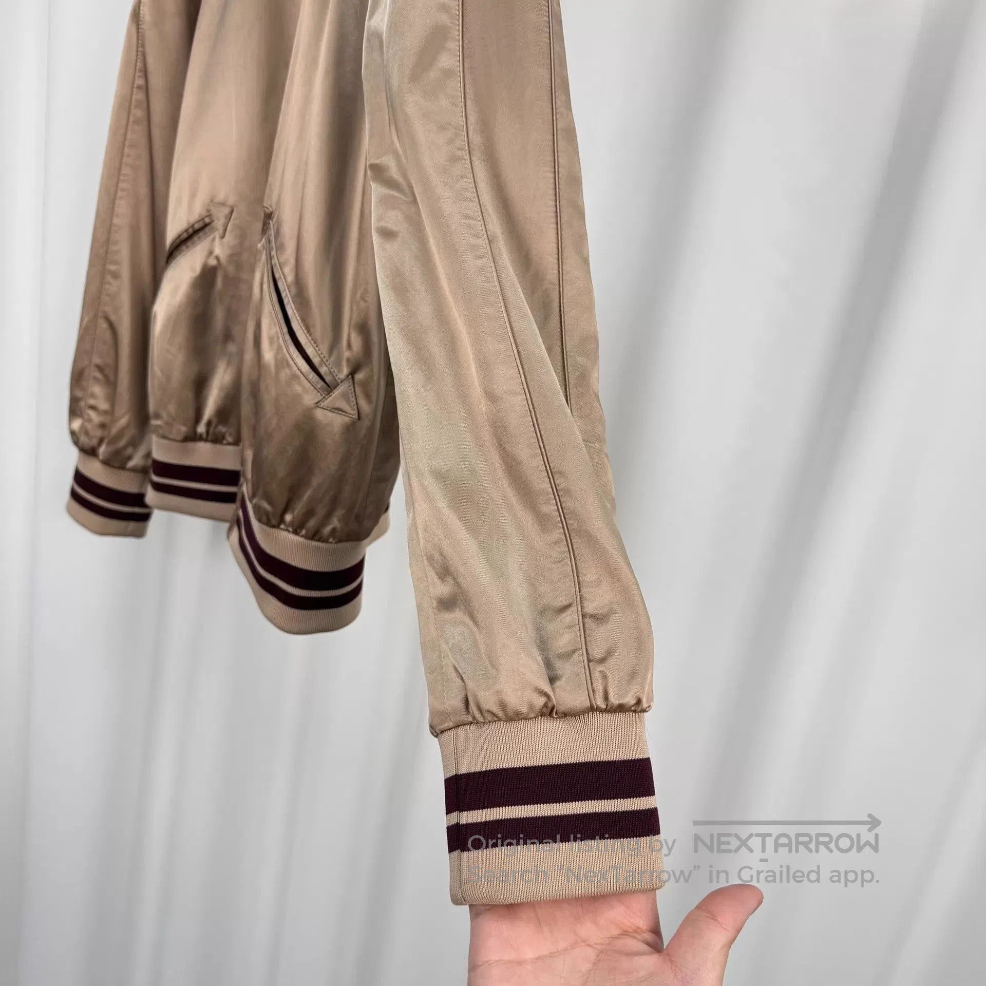 Valentino Beige Studded Bomber Jacket with Ribbed Trim. Size US XS / EU 42 / 0 - 4 Thumbnail