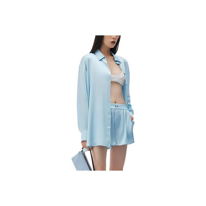 Alexander Wang Alexander Wang Blue Long Sleeve Shirt for Women 0079 Size S / US 4 / IT 40 - 1 Thumbnail