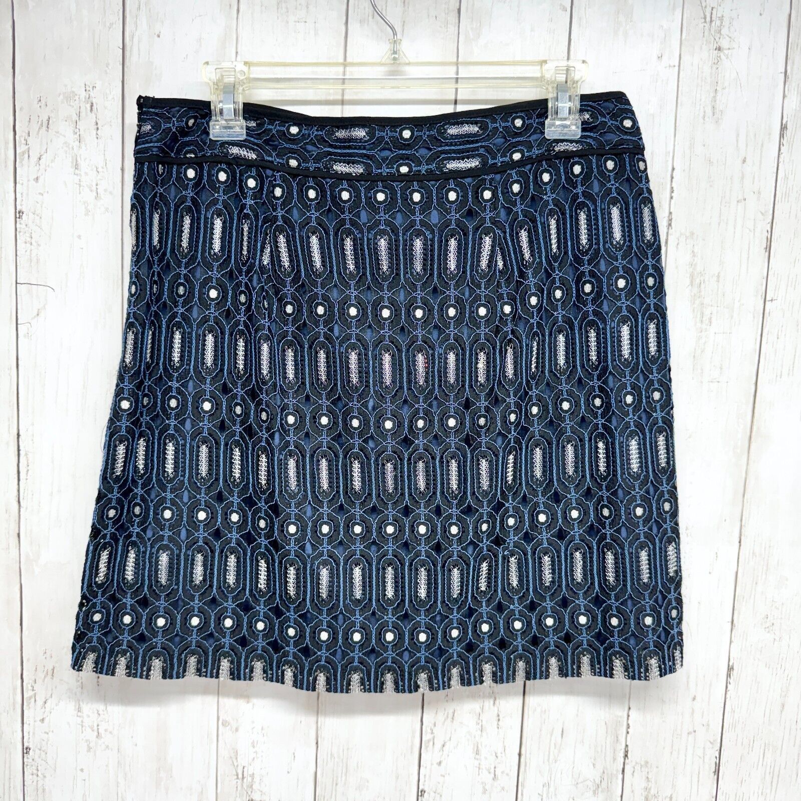 Loft ANN TAYLOR LOFT Skirt Women 8 Low Rise A line textured Blue Size 30" / US 8 / IT 44 - 3 Thumbnail