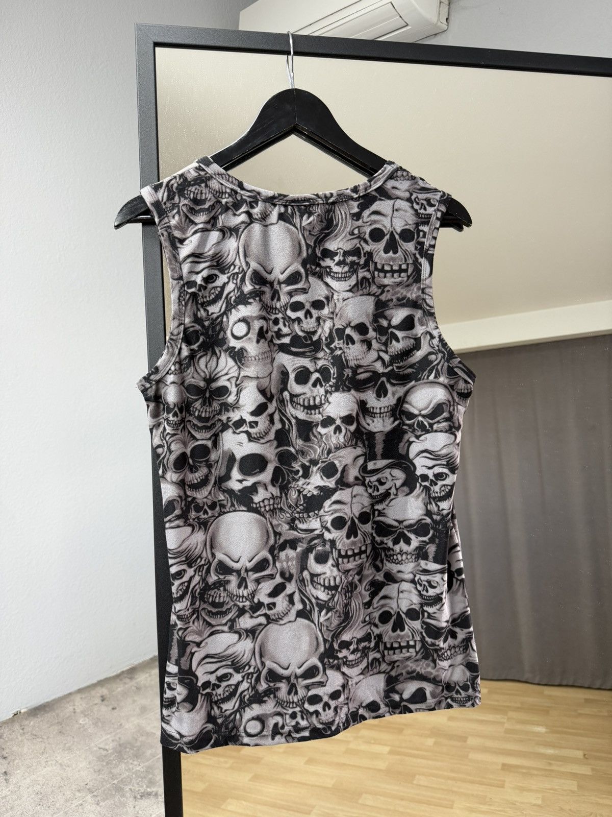 Tripp NYC Queen of Darkness All Over Skull Print Sleeveless Vest Y2K Size US M / EU 48-50 / 2 - 2 Thumbnail