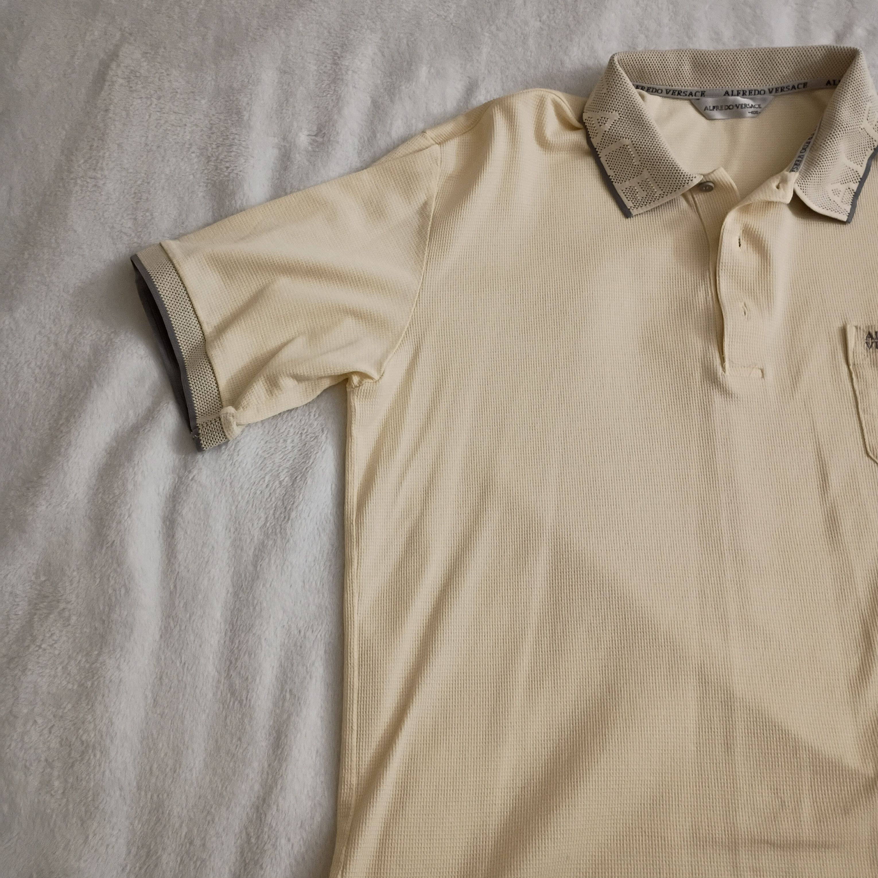 Other Adult Male Alfredo Versace Polo T-Shirt White USED Size US L / EU 52-54 / 3 - 3 Thumbnail