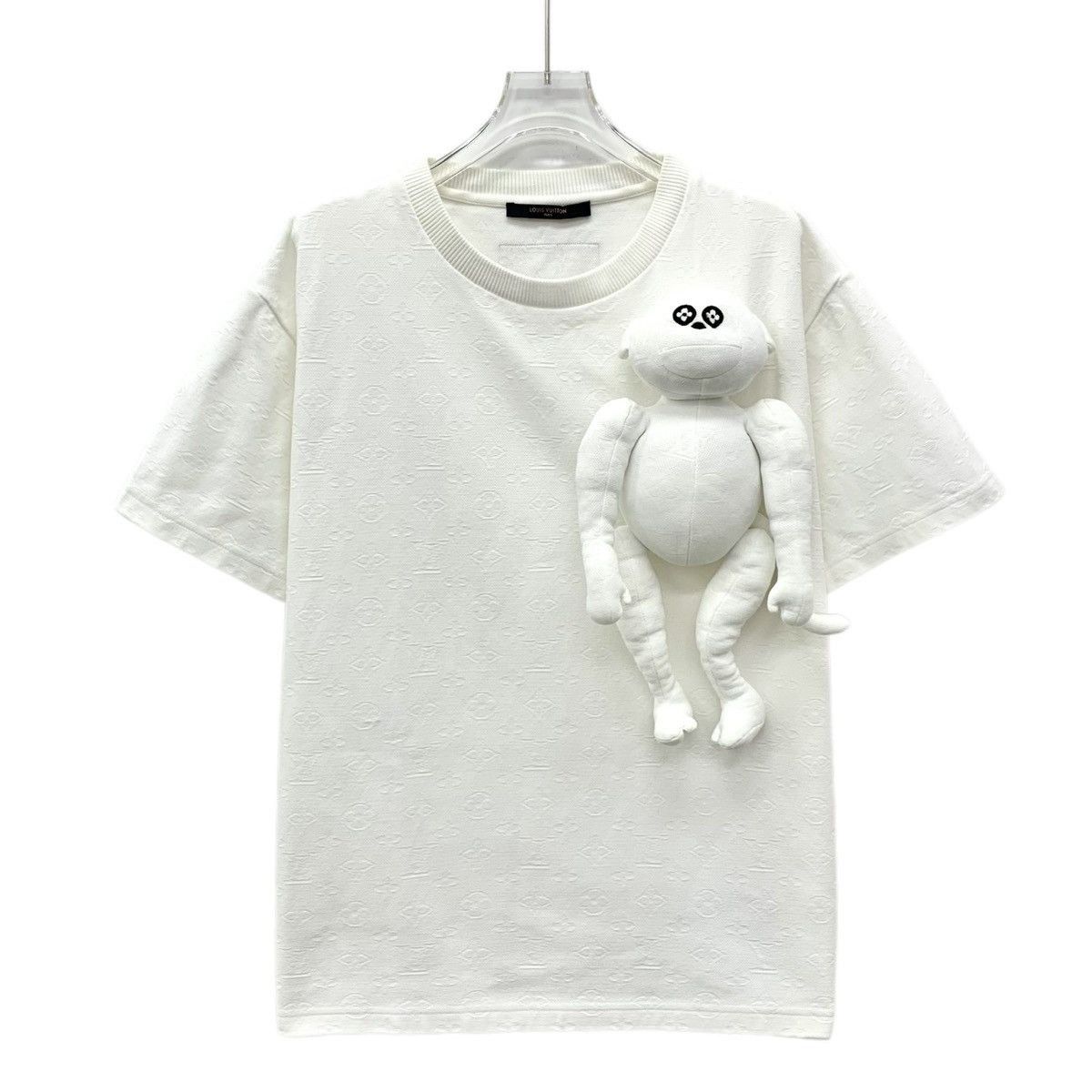 Louis Vuitton White Textured Short-Sleeve Shirt with Plush Toy Size US L / EU 52-54 / 3 - 1 Thumbnail