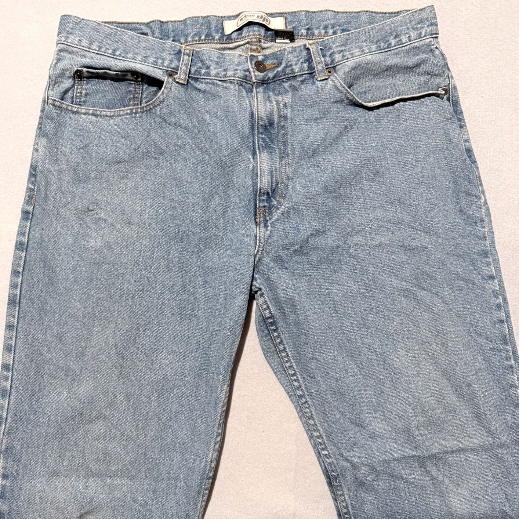 Vintage Urban Up Straight Jeans Men Blue Denim Mid-Rise Slimming Classic - 38X30 Size US 38 / EU 54 - 3 Thumbnail
