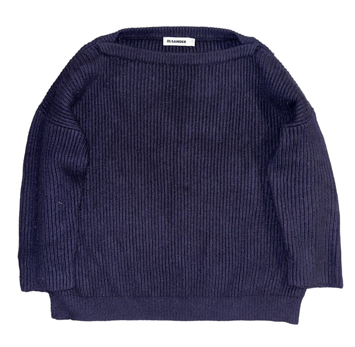 image of Jil Sander Ribbed Sweater In Navy Blue in Blue/Navy, Men's (Size XS)