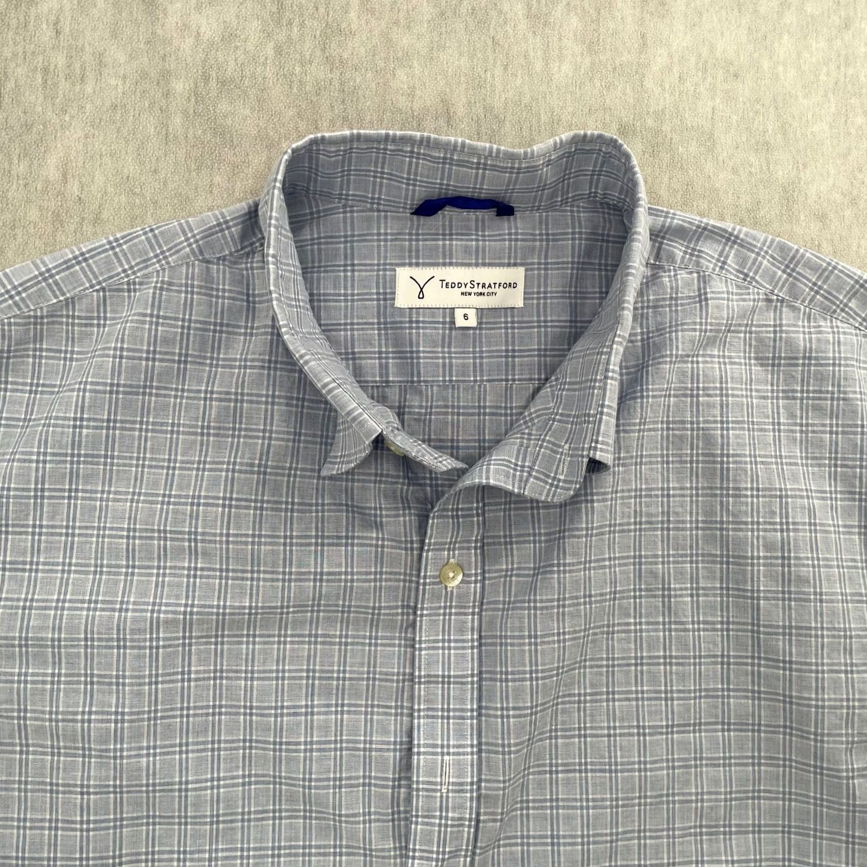 Vintage Teddy Stratford Shirt Adult 2XL Light Blue Check Button Up Zip Linen Mens 6 Size US XXL / EU 58 / 5 - 2 Thumbnail