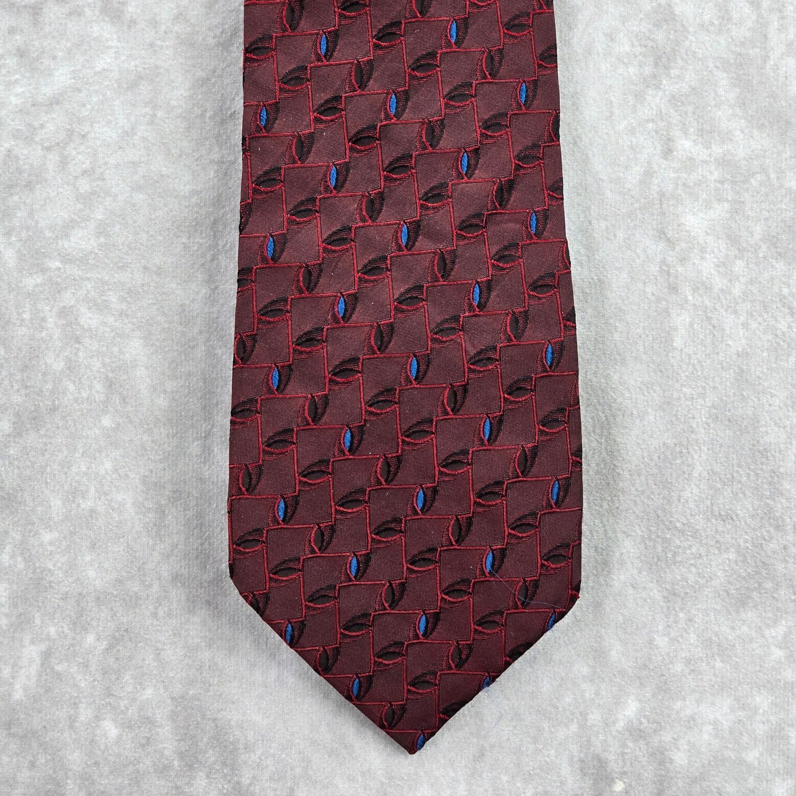 Austin Reed Austin Reed Red Blue Geometric Silk England Neck Tie NWOT Size 28 - 1 Thumbnail