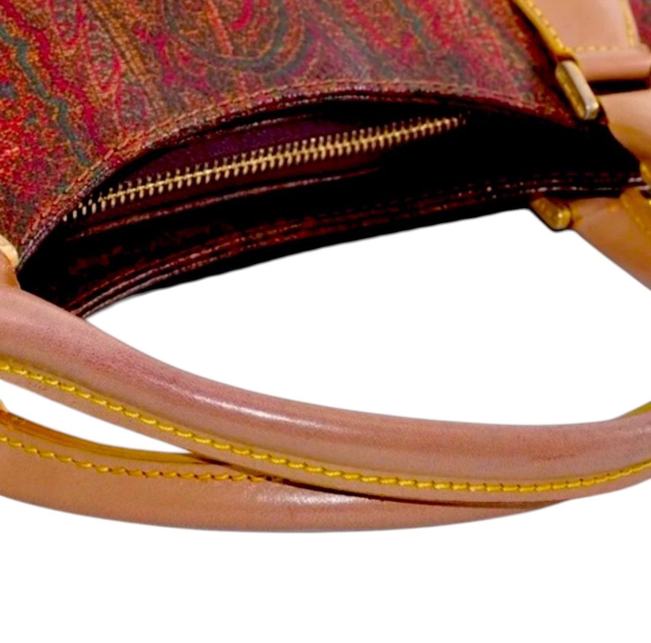 Etro ETRO Paisley Hand Bag PVC Leather Wine Red Brown Charm Size ONE SIZE - 11 Thumbnail