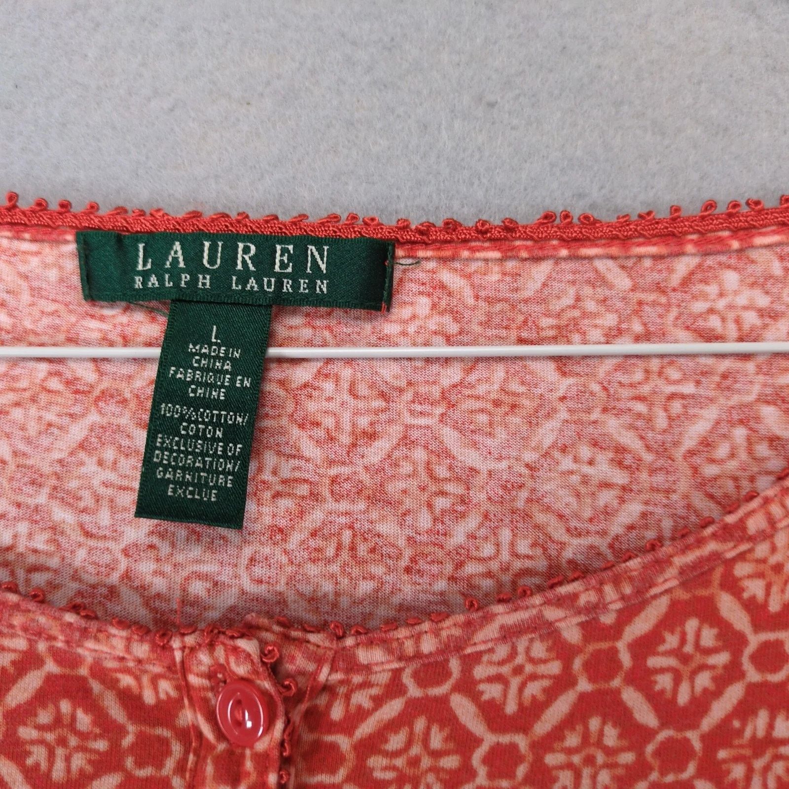 Lauren Ralph Lauren LRL Ralph Lauren Orange Boho Print Tunic Top Shirt Women's L Size L / US 10 / IT 46 - 3 Thumbnail