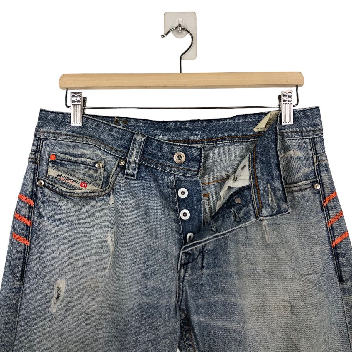 Adidas 🔥RARE DISTRESSED DENIM JEANS DIESEL X ADIDAS STREETWEAR Size US 30 / EU 46 - 11 Thumbnail