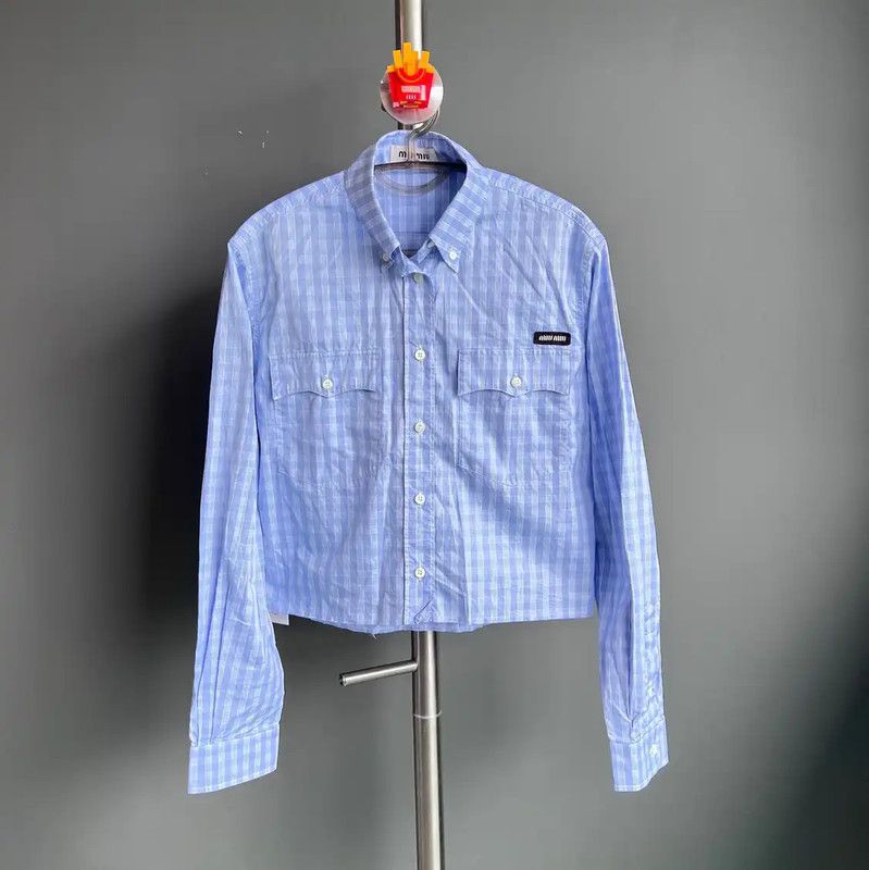 Miu Miu Miu Miu Light Blue Cotton Shirt for Women 0089 Size M / US 6-8 / IT 42-44 - 1 Thumbnail