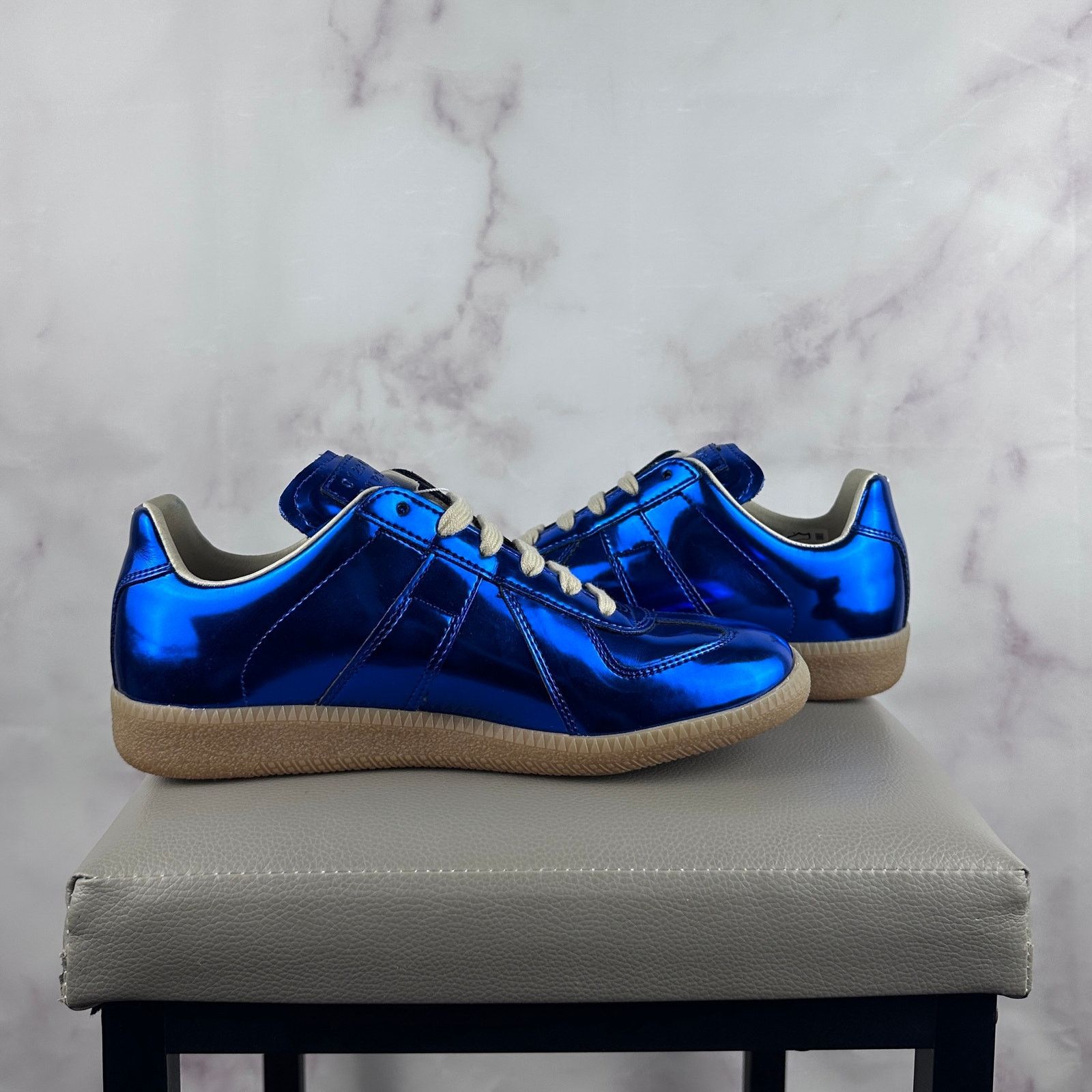 Maison Margiela Replica GAT Trainer Metallic Blue Size US 5 / IT 35 - 14 Thumbnail