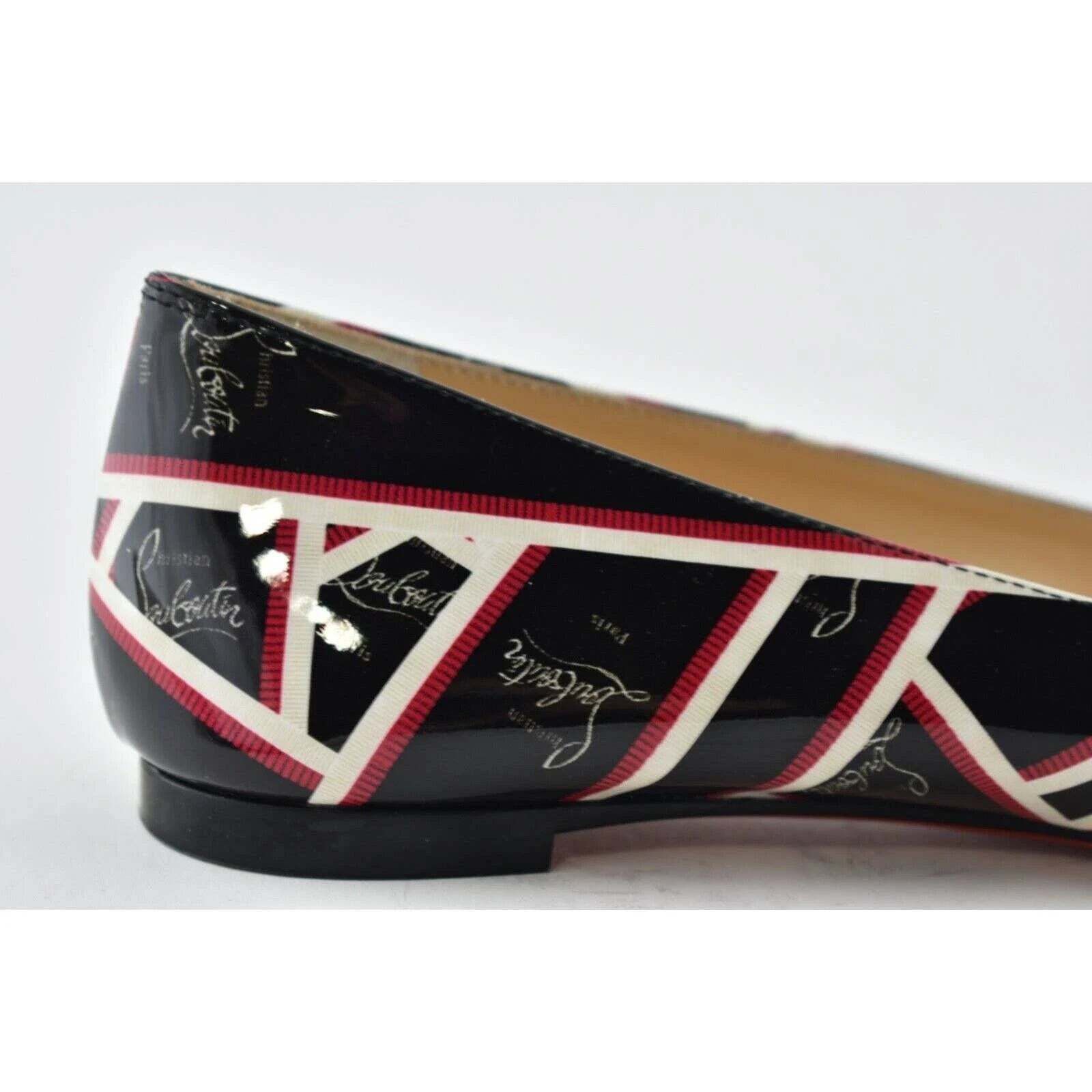 Christian Louboutin Christian Louboutin Ballalla Flat Patent Ribbon Black Red Size US 7 / IT 37 - 3 Thumbnail