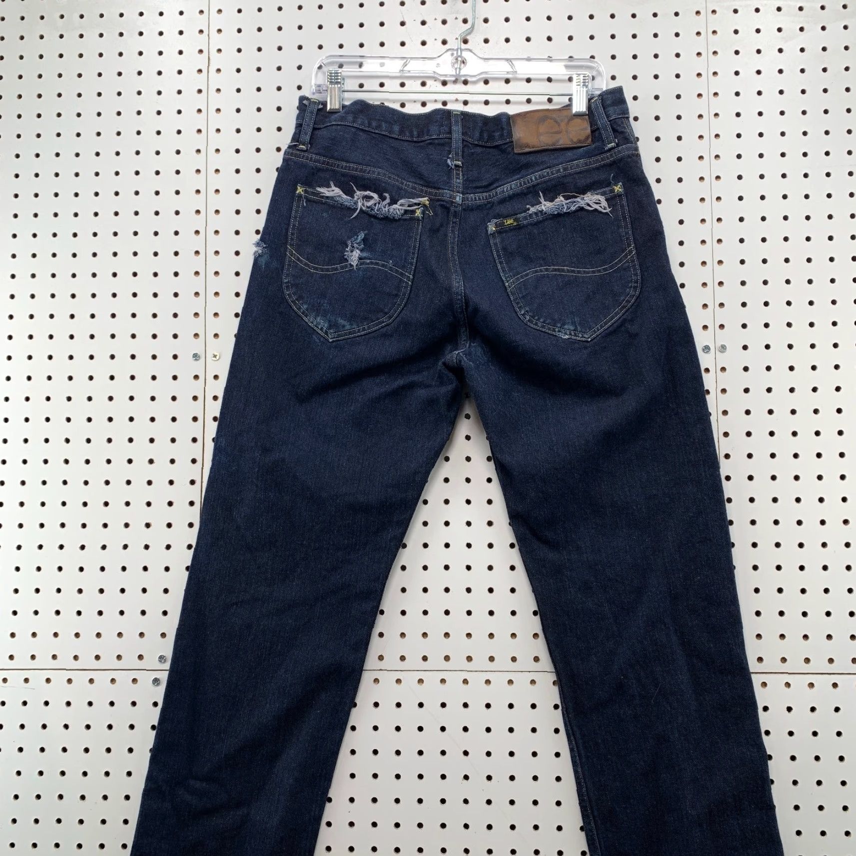 Lee Lee 101 Z Denim Selvedge Jeans Mens 33x30 Japan Indigo Dark Wash Distress Italy Size US 33 - 7 Thumbnail