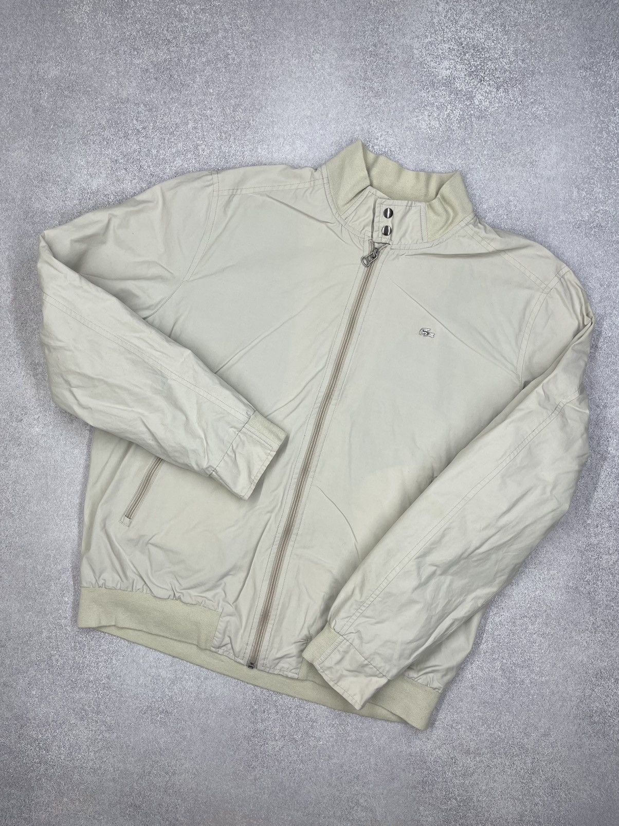 Lacoste Vintage Lacoste 90s Bomber Jacket Beige Metal Logo Crokodile Size US L / EU 52-54 / 3 - 1 Thumbnail