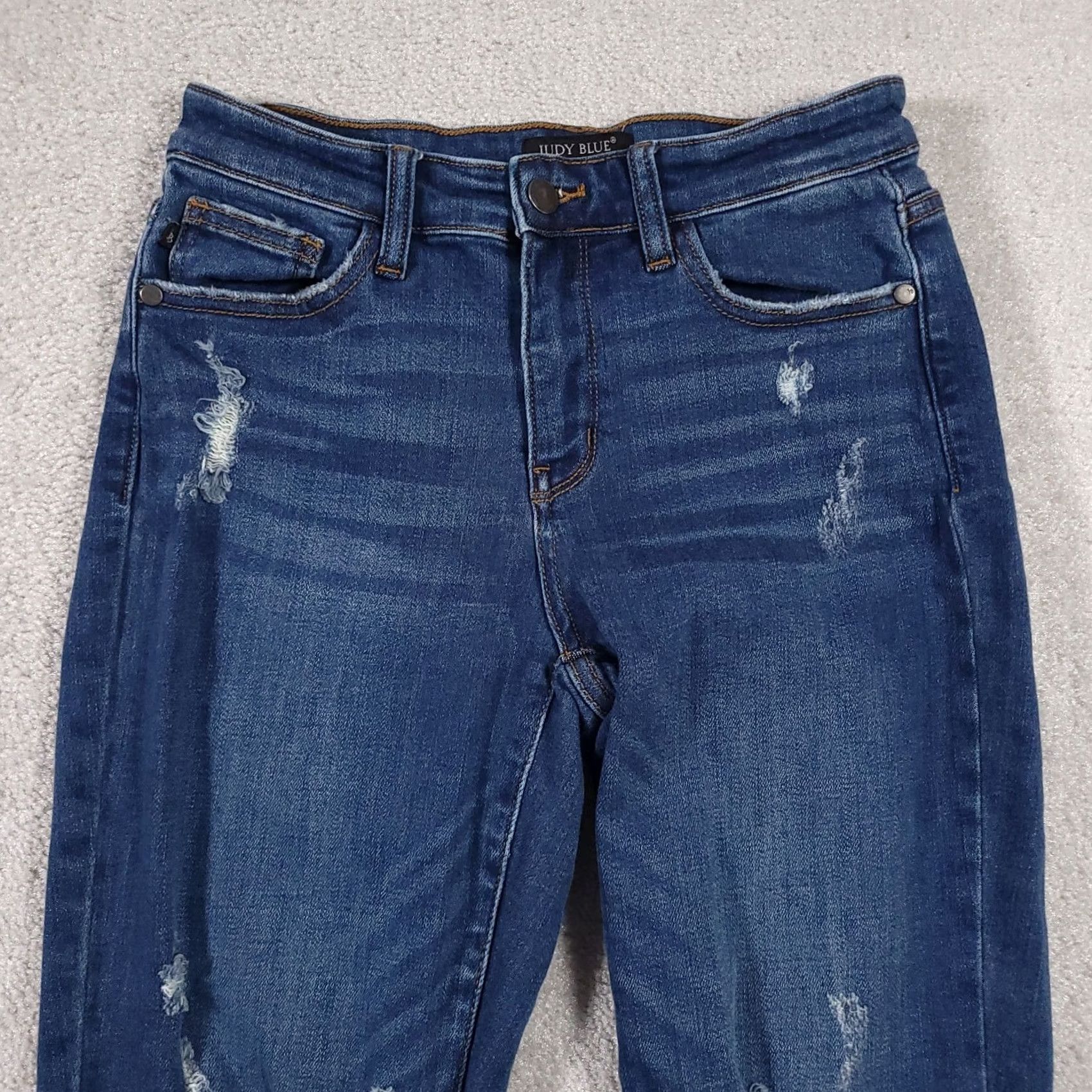 Denime Judy Blue Jeans Women's Blue Slim Fit Stretch Denim Mid-Rise 3/26 Distressed Size 26" / US 2 / IT 38 - 3 Thumbnail