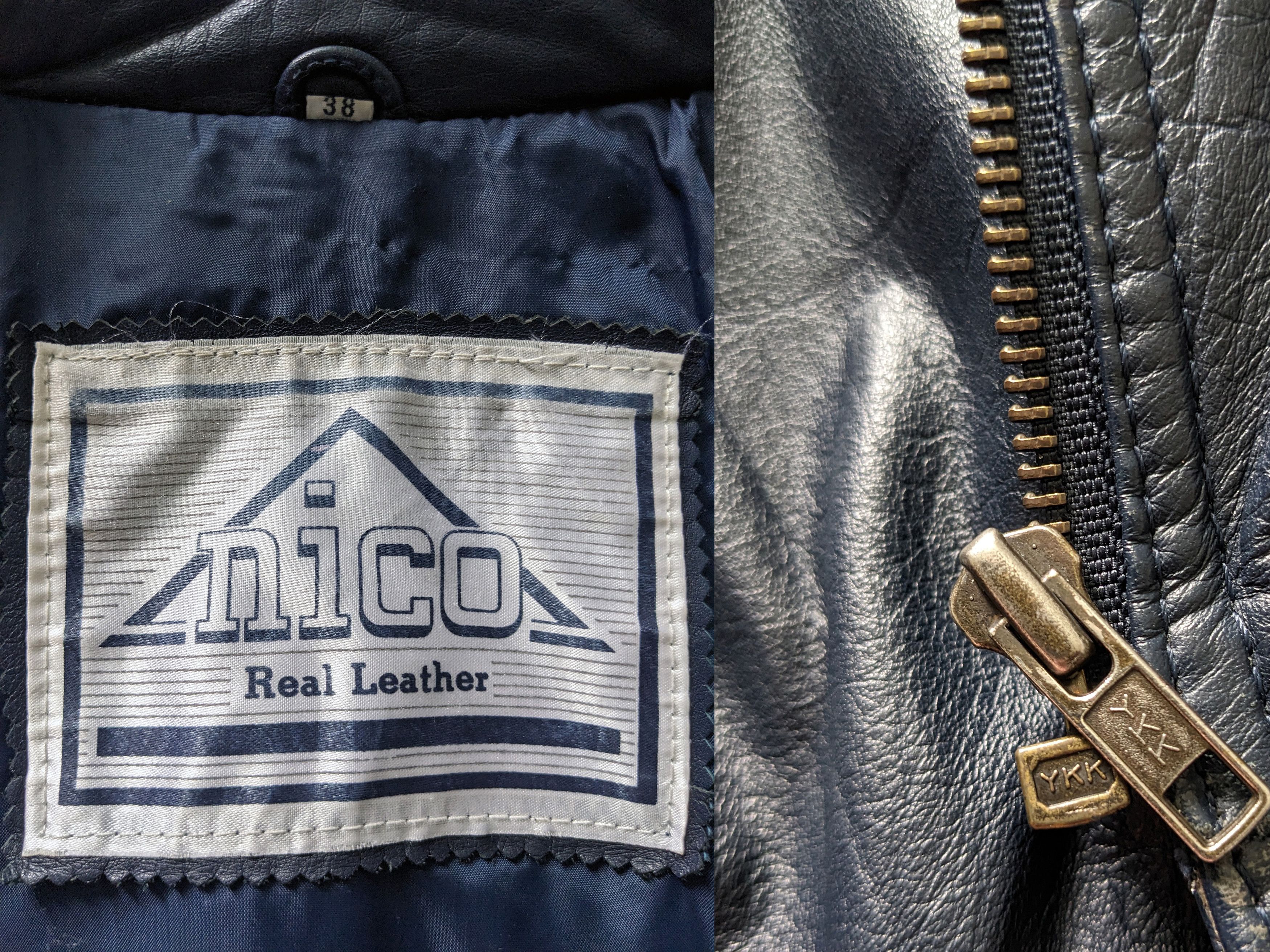 Vintage Vintage 90s Dark Blue Goatskin Leather Biker Bomber Jacket Size US M / EU 48-50 / 2 - 9 Thumbnail